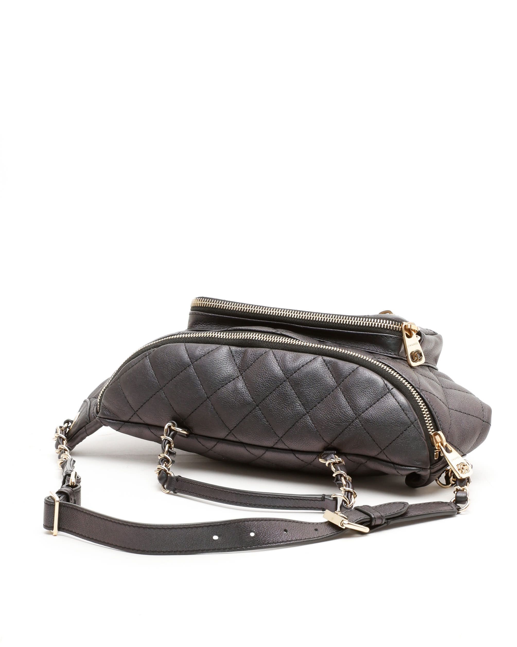 Pre-owned Chanel Iridescent All About Belt Bag In Black