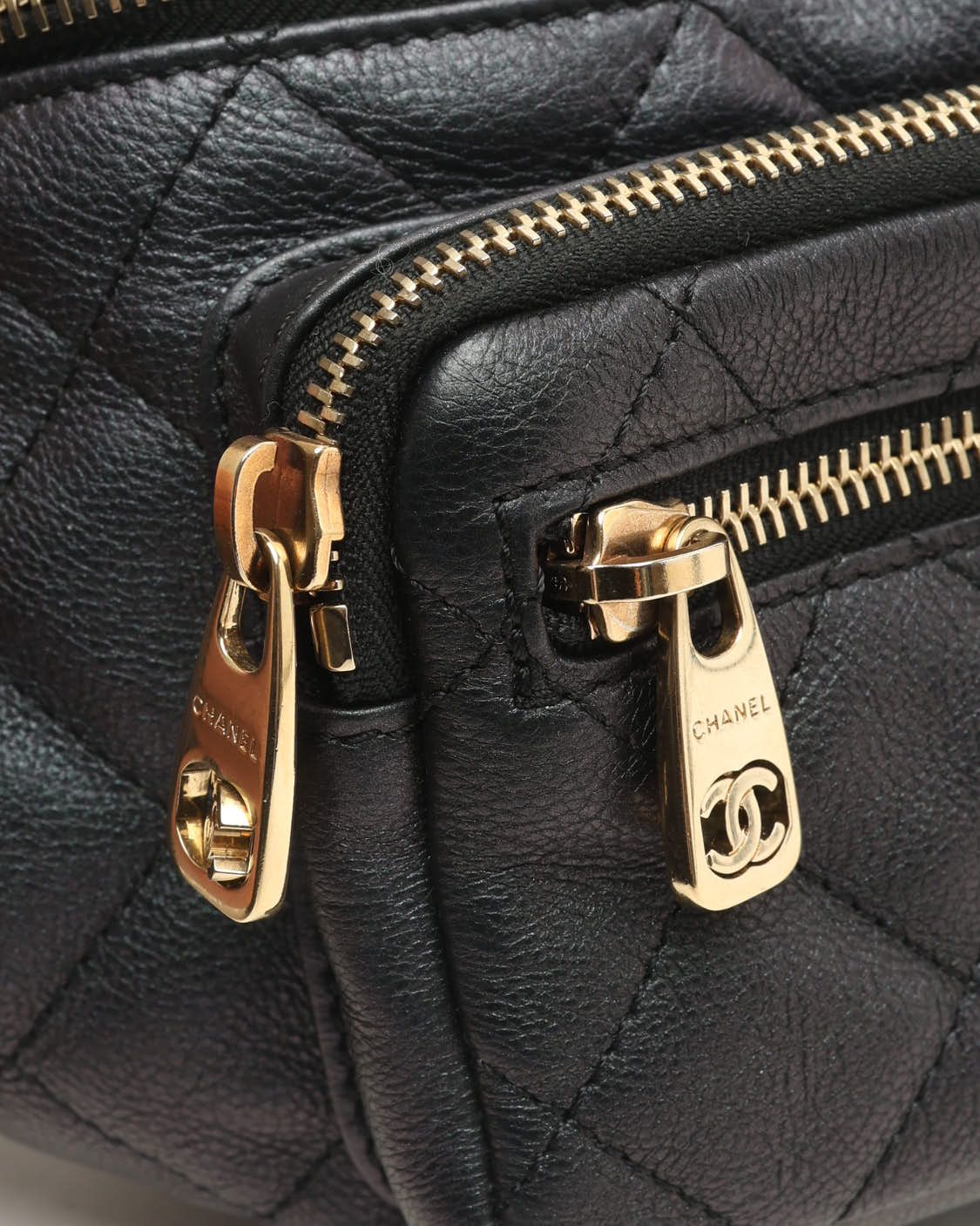 Pre-owned Chanel Iridescent All About Belt Bag In Black