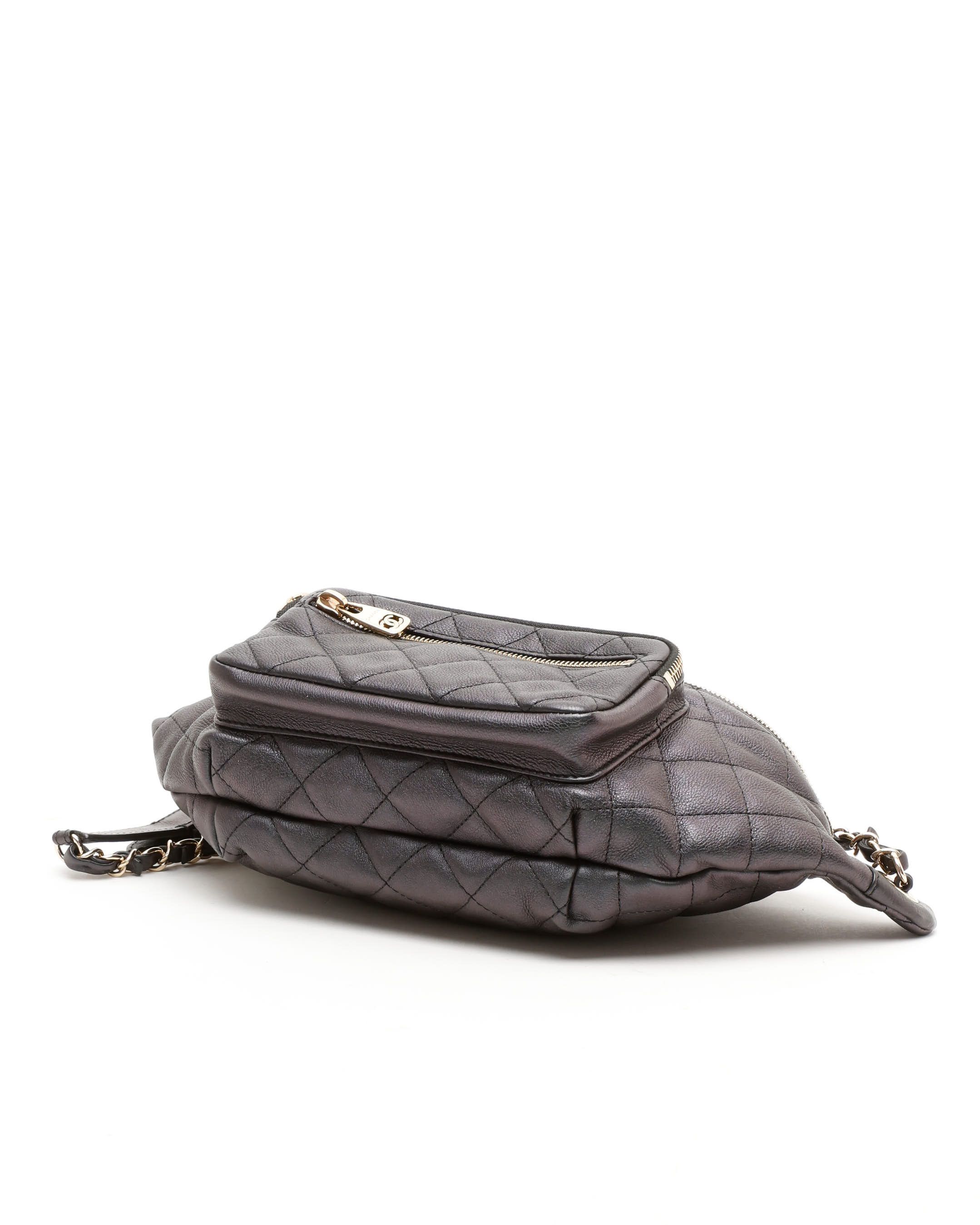 Pre-owned Chanel Iridescent All About Belt Bag In Black