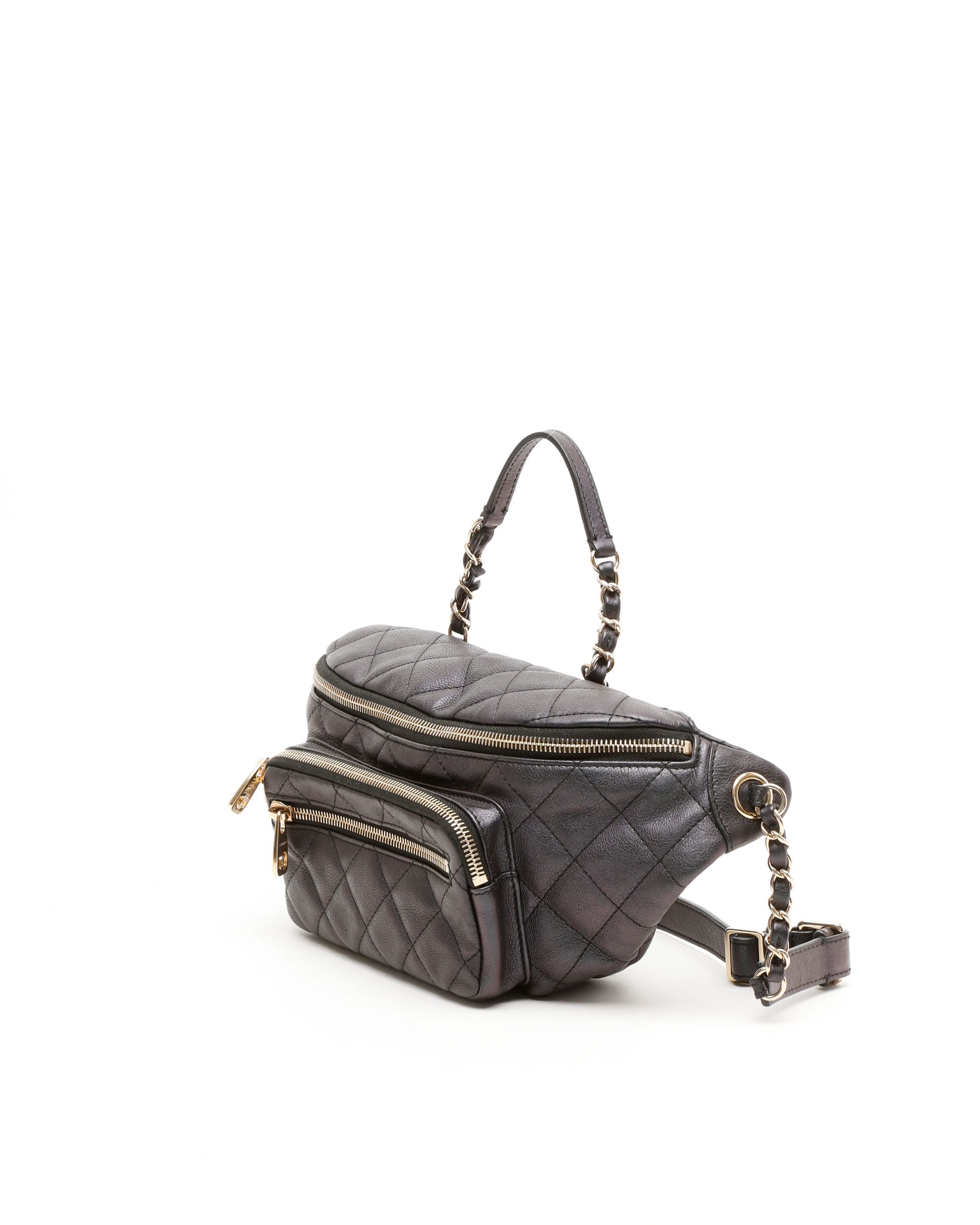 Pre-owned Chanel Iridescent All About Belt Bag In Black
