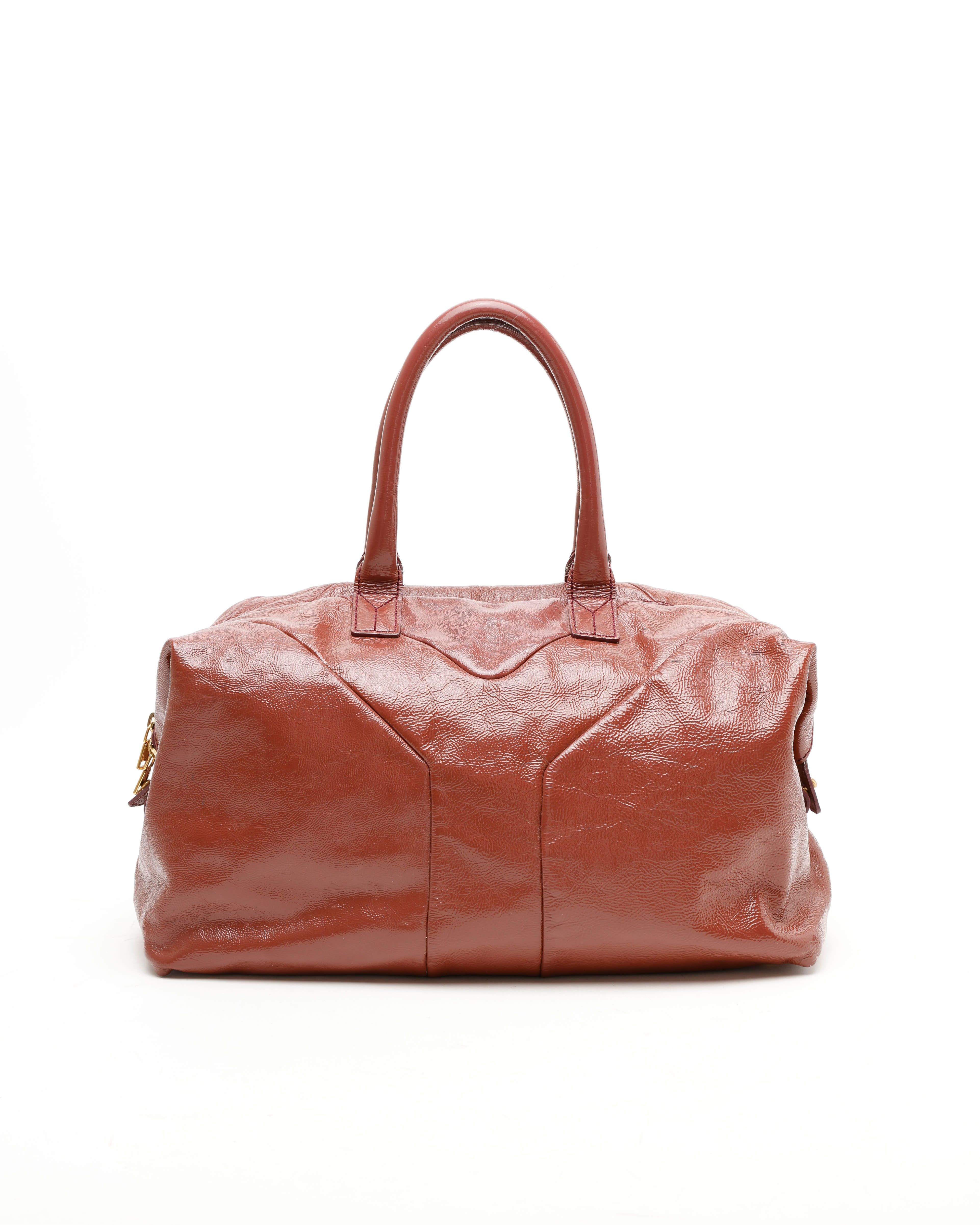 Saint Laurent Patent Easy Y Boston Bag In Red