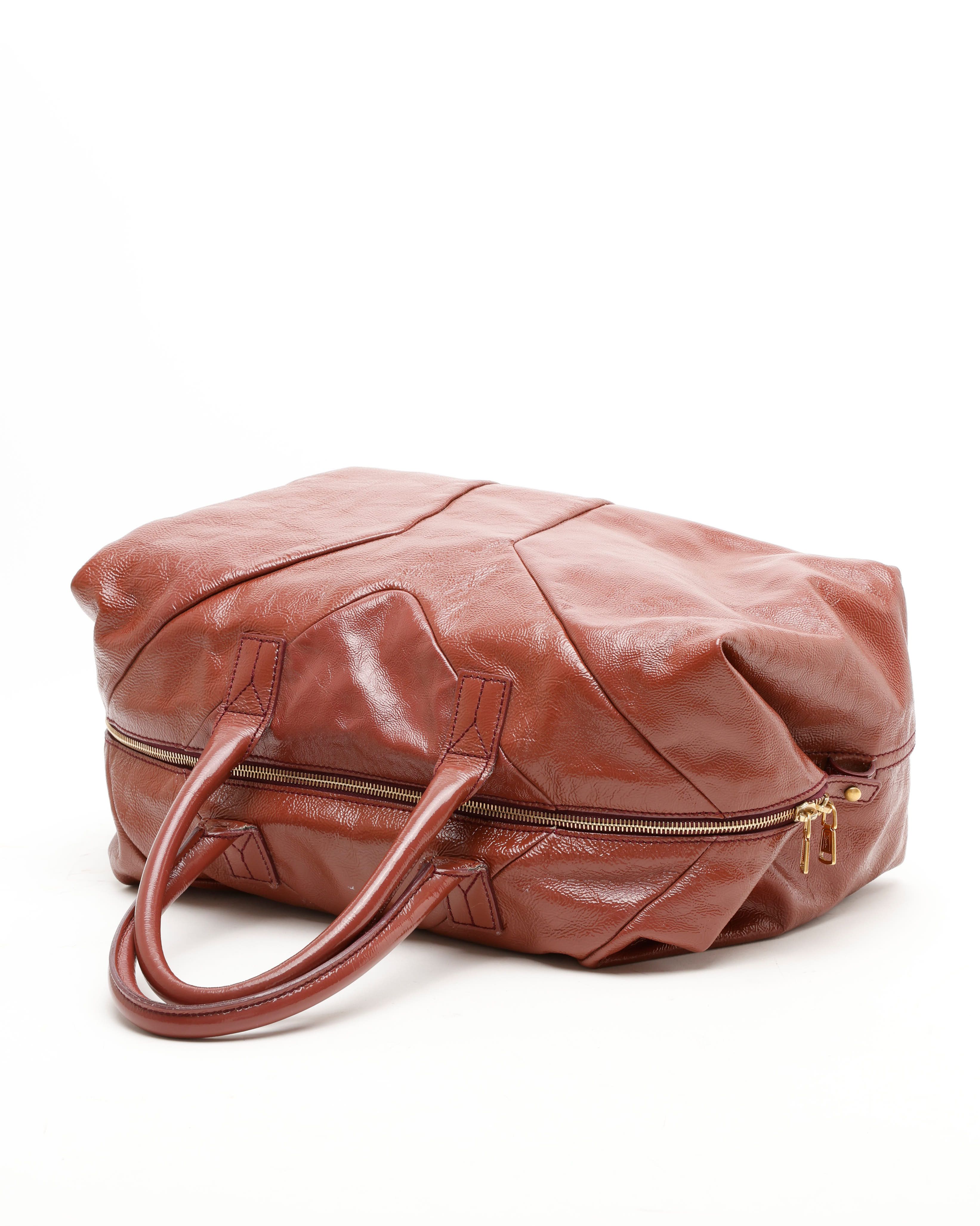 Saint Laurent Patent Easy Y Boston Bag In Red