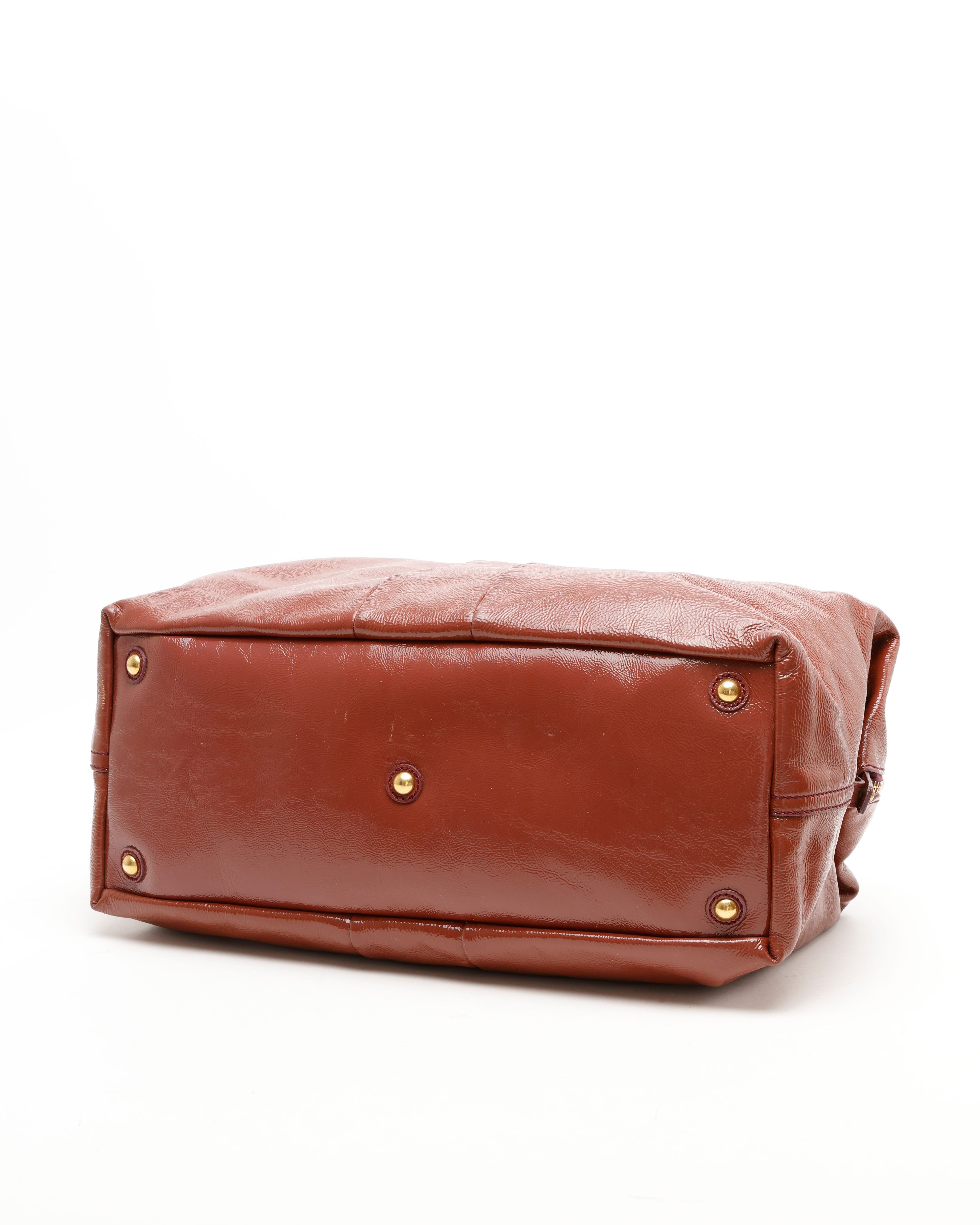 Saint Laurent Patent Easy Y Boston Bag In Red