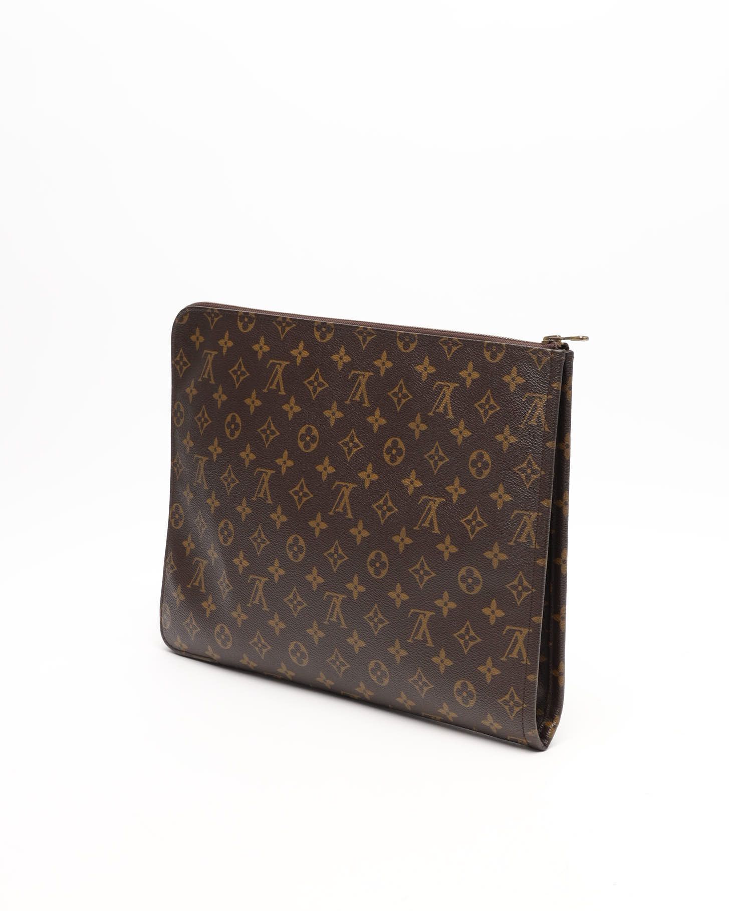 Pre-owned Louis Vuitton Monogram Laptop Case, Size 17-inch In Brown
