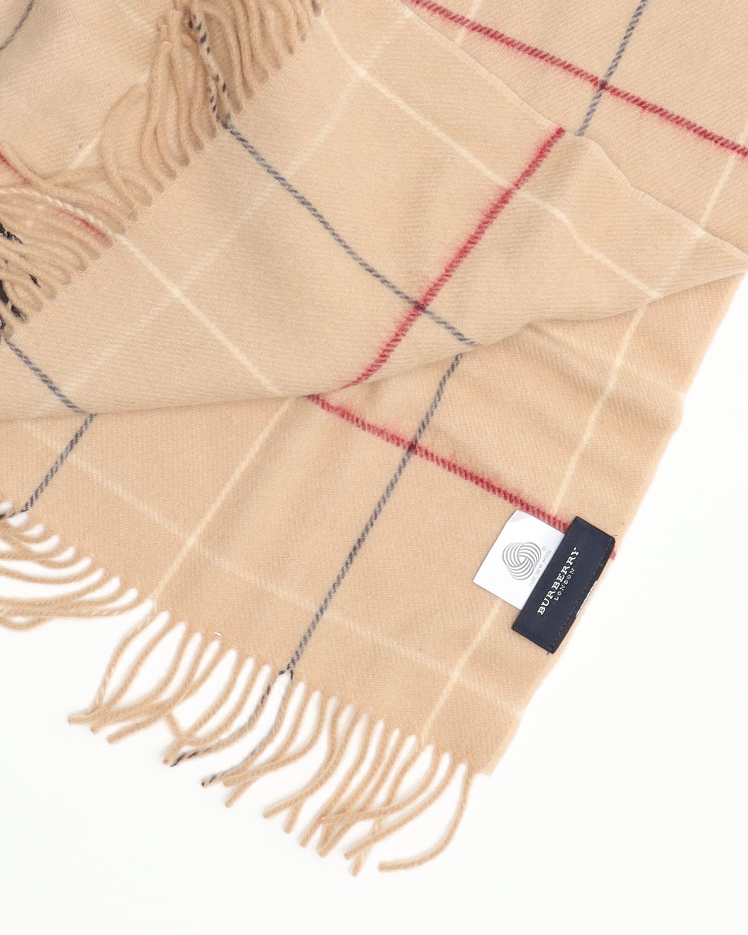 Burberry Nova Check Wool Scarf In Brown