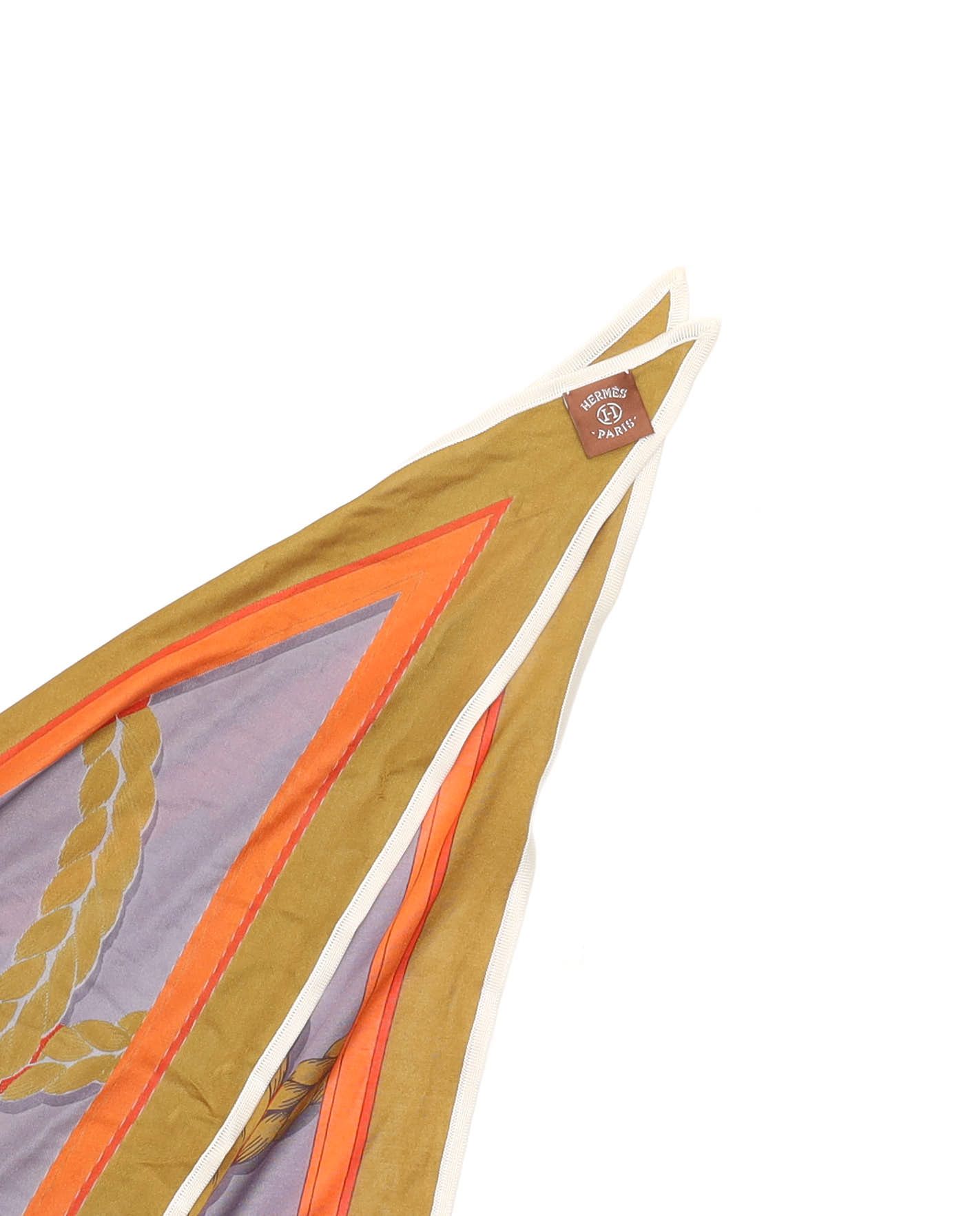 Pre-owned Hermes Hermès Triangle Silk Scarf In Multi