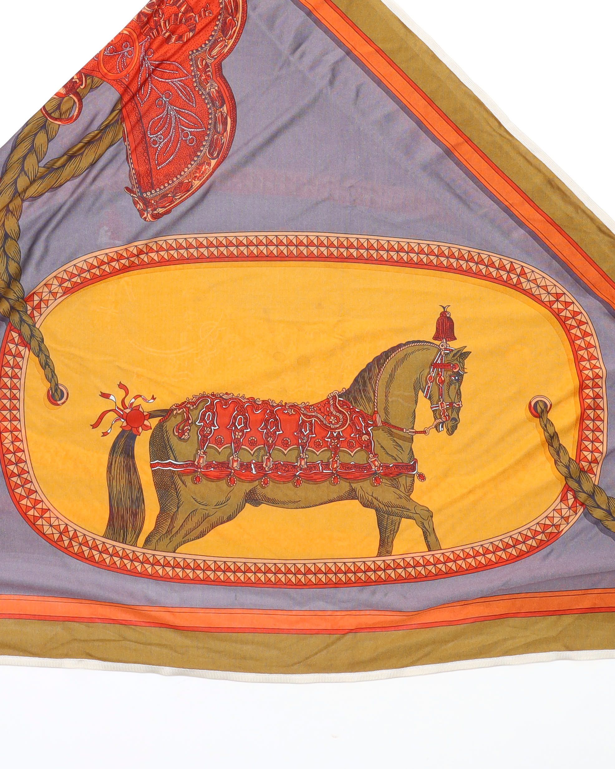 Pre-owned Hermes Hermès Triangle Silk Scarf In Multi