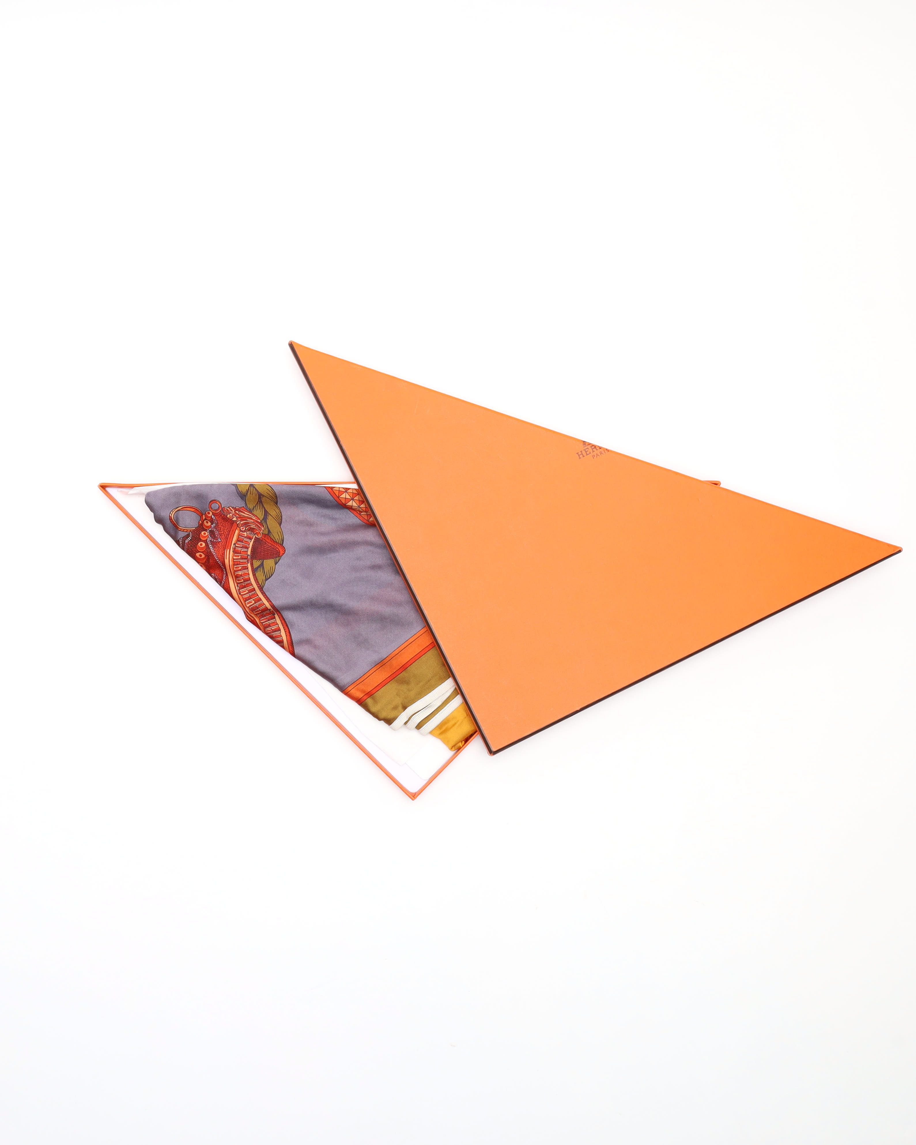 Pre-owned Hermes Hermès Triangle Silk Scarf In Multi