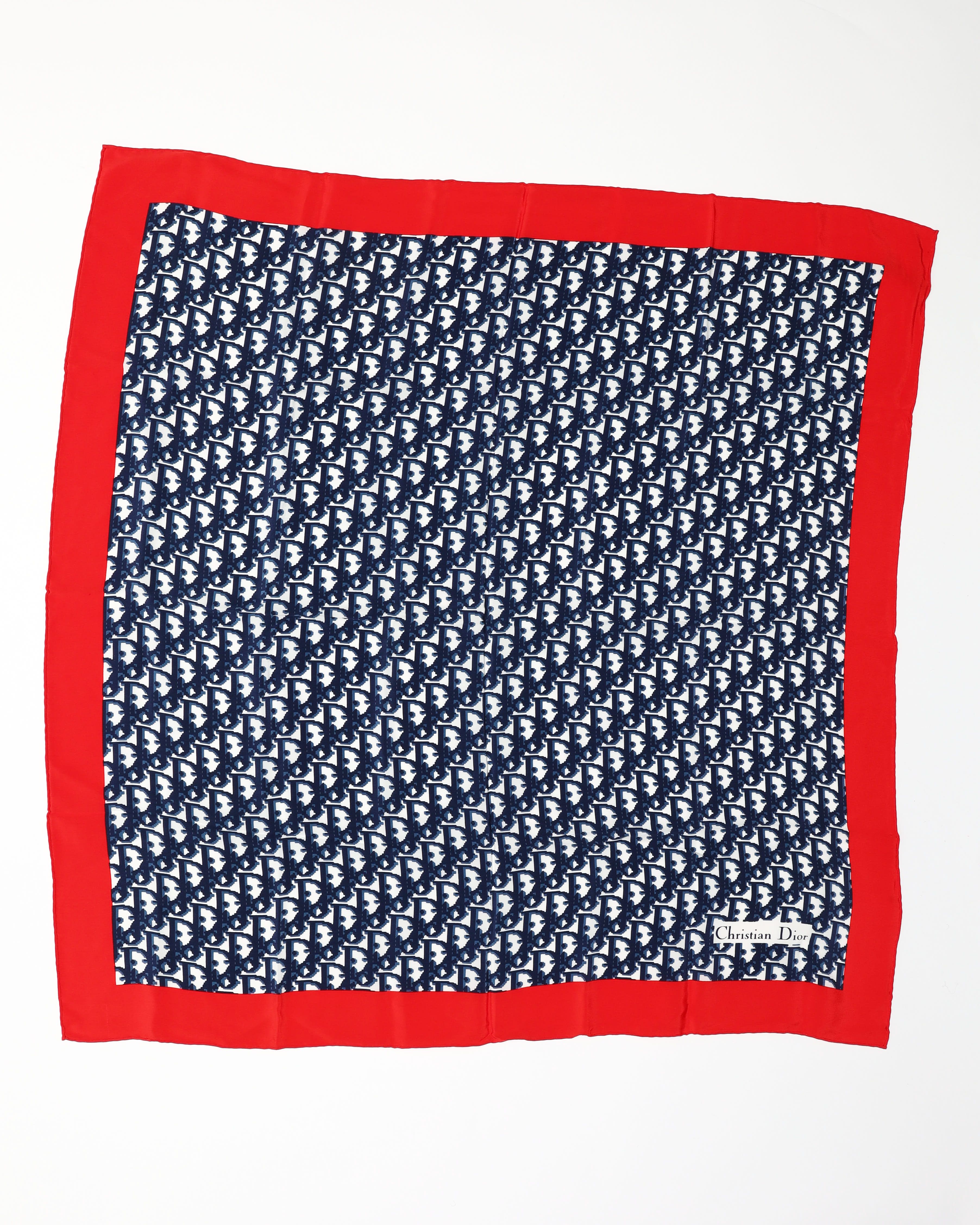 Dior Christian  80 Trotter Scarf Silk In Blue