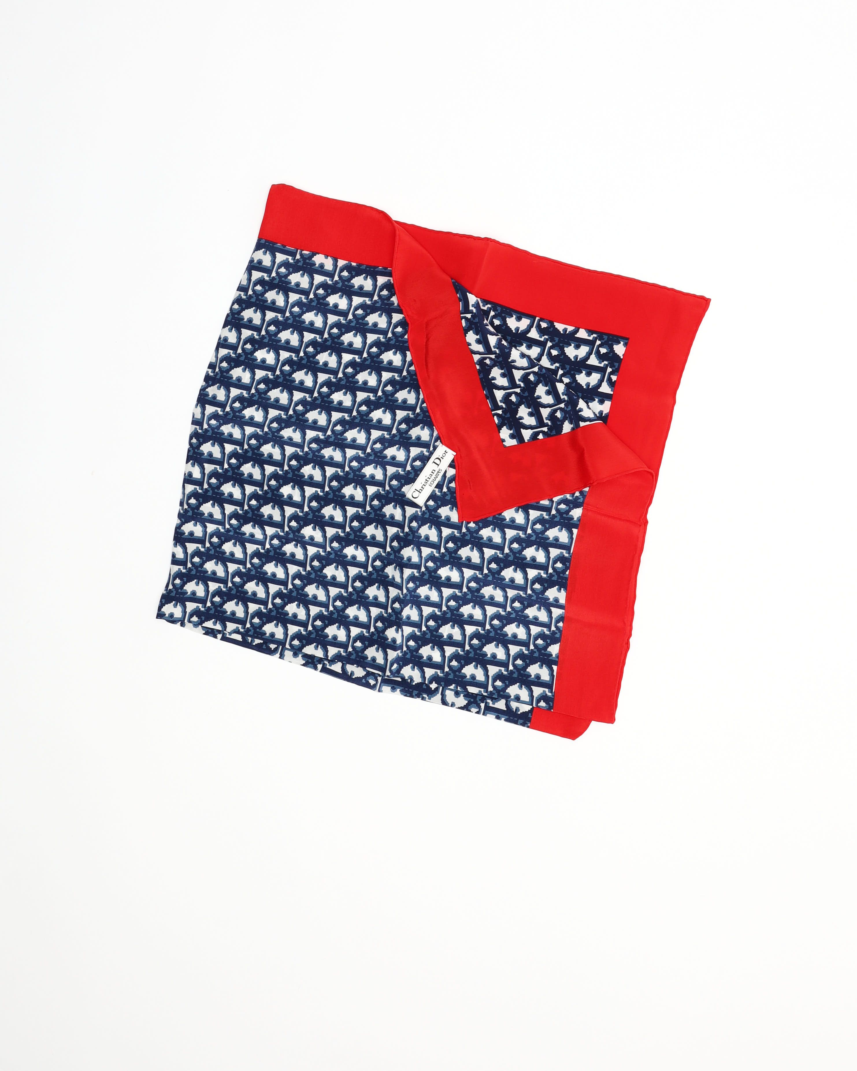 Dior Christian  80 Trotter Scarf Silk In Blue