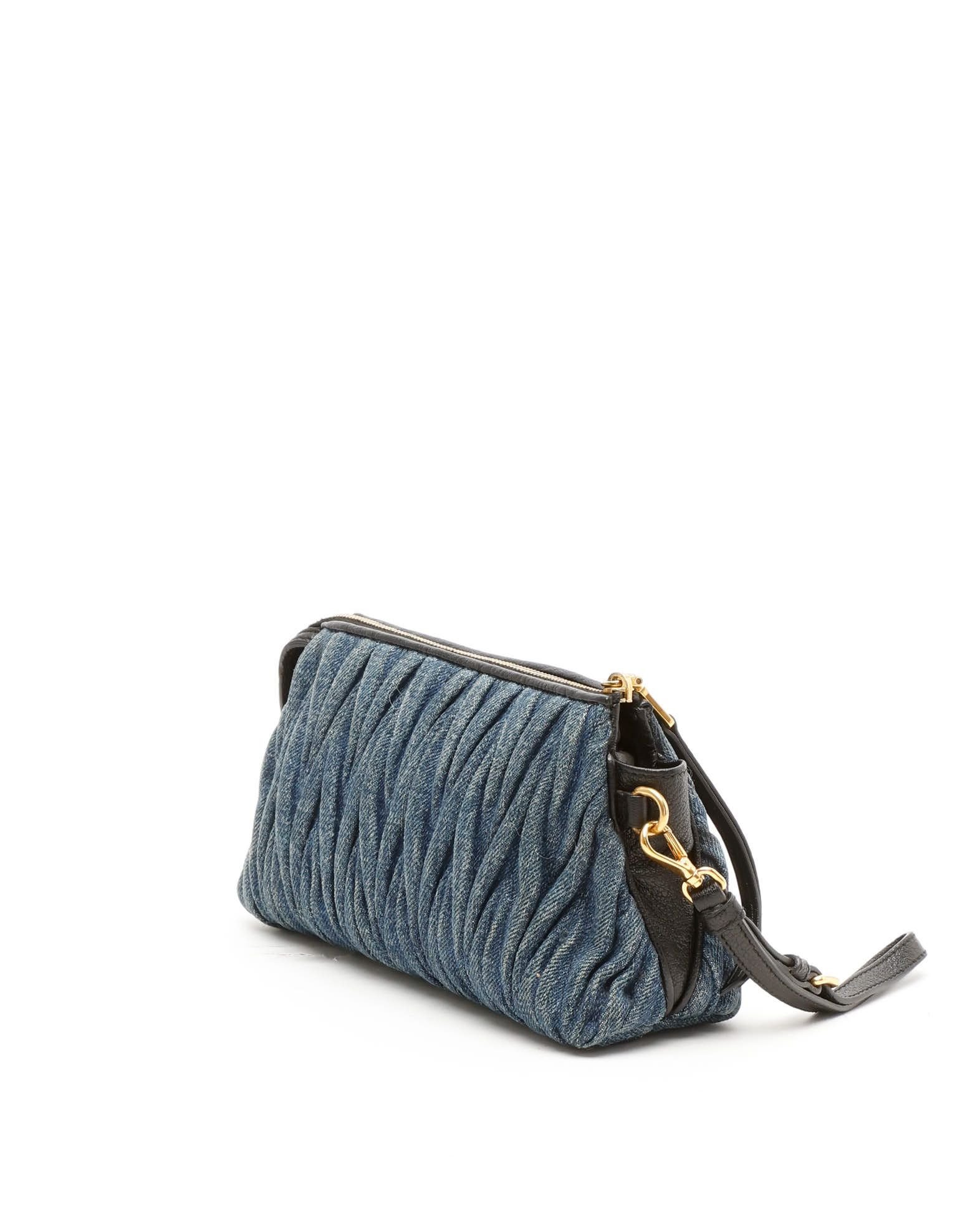 Miu Miu Denim Matelassé Clutch In Multi