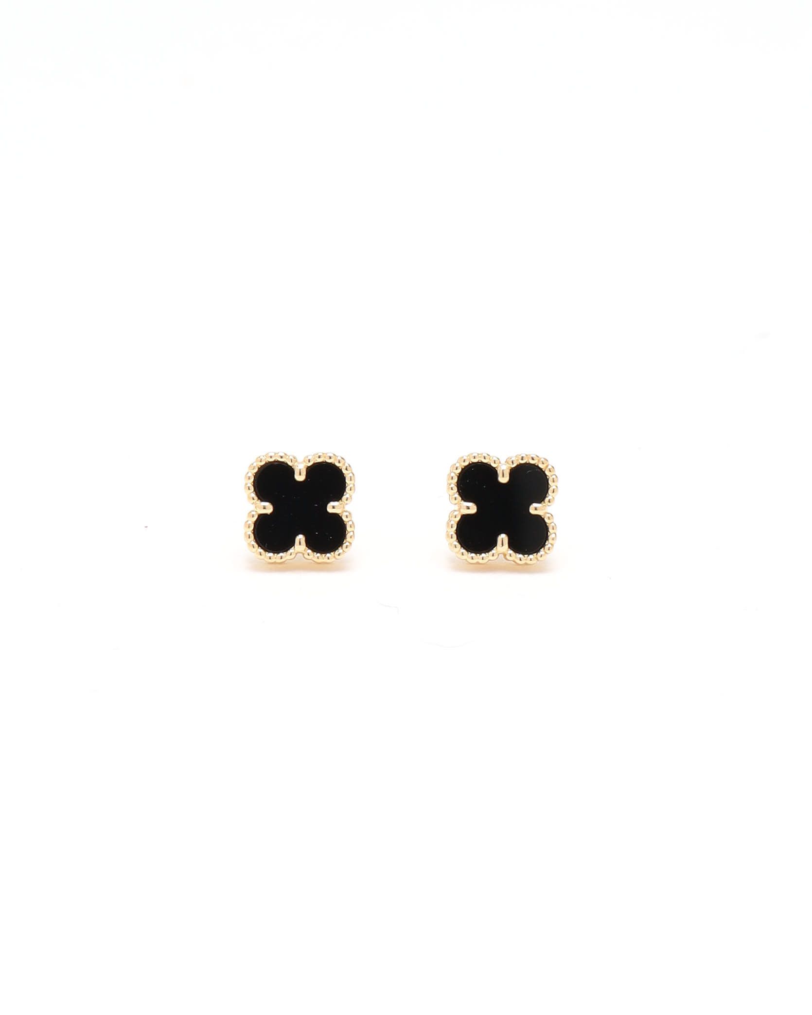 Van Cleef & Arpels Sweet Alhambra Onyx Earrings 18kt Yellow Gold In Black