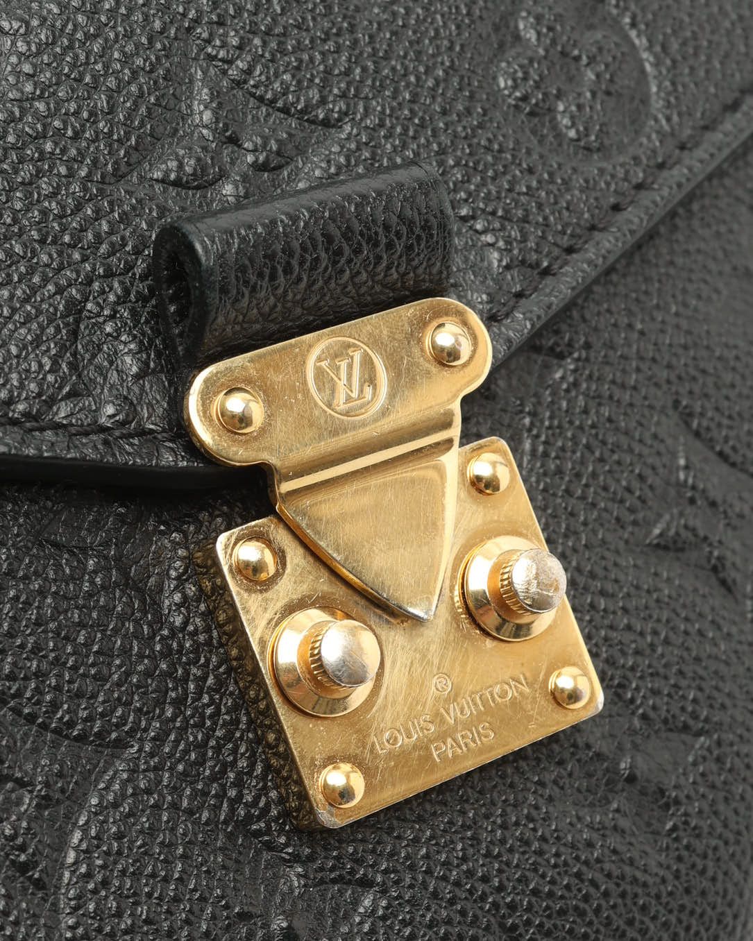 Pre-owned Louis Vuitton Monogram Empreinte Pochette Metis Bag In Black