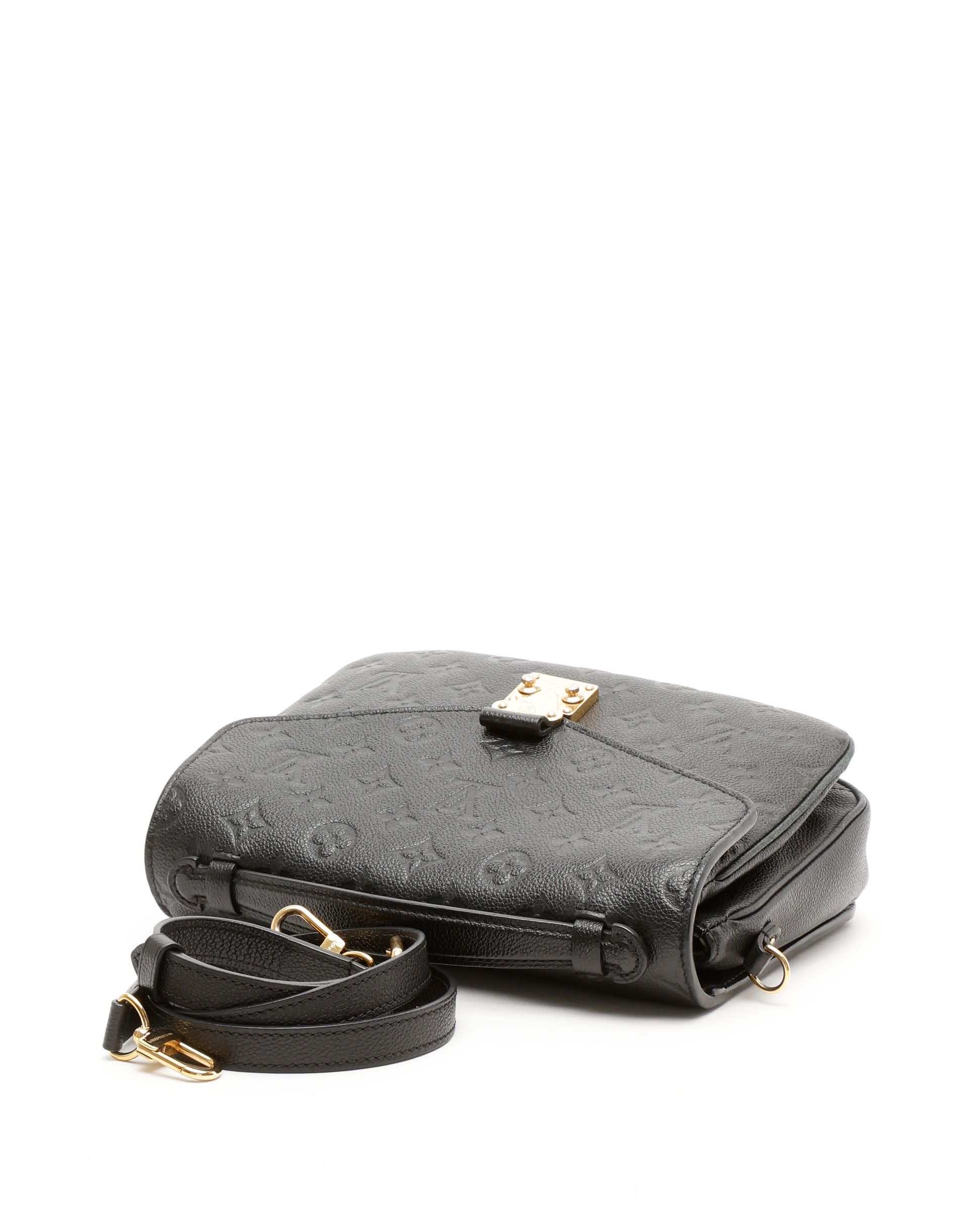Pre-owned Louis Vuitton Monogram Empreinte Pochette Metis Bag In Black