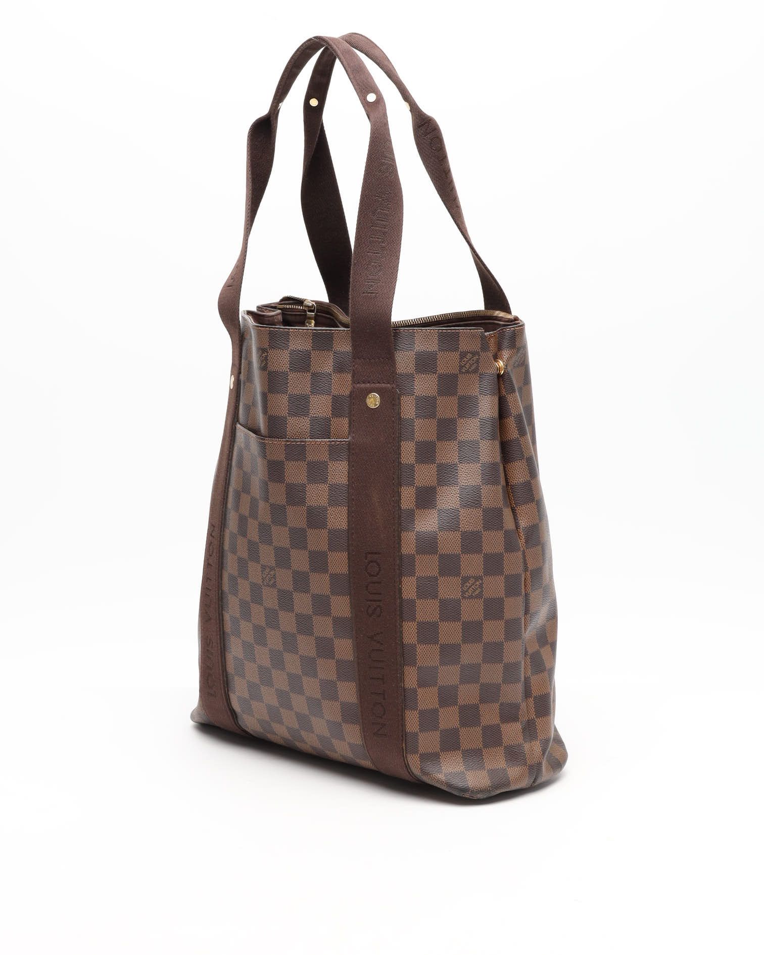Pre-owned Louis Vuitton Damier Ebene Cabas Beaubourg Tote Bag In Brown