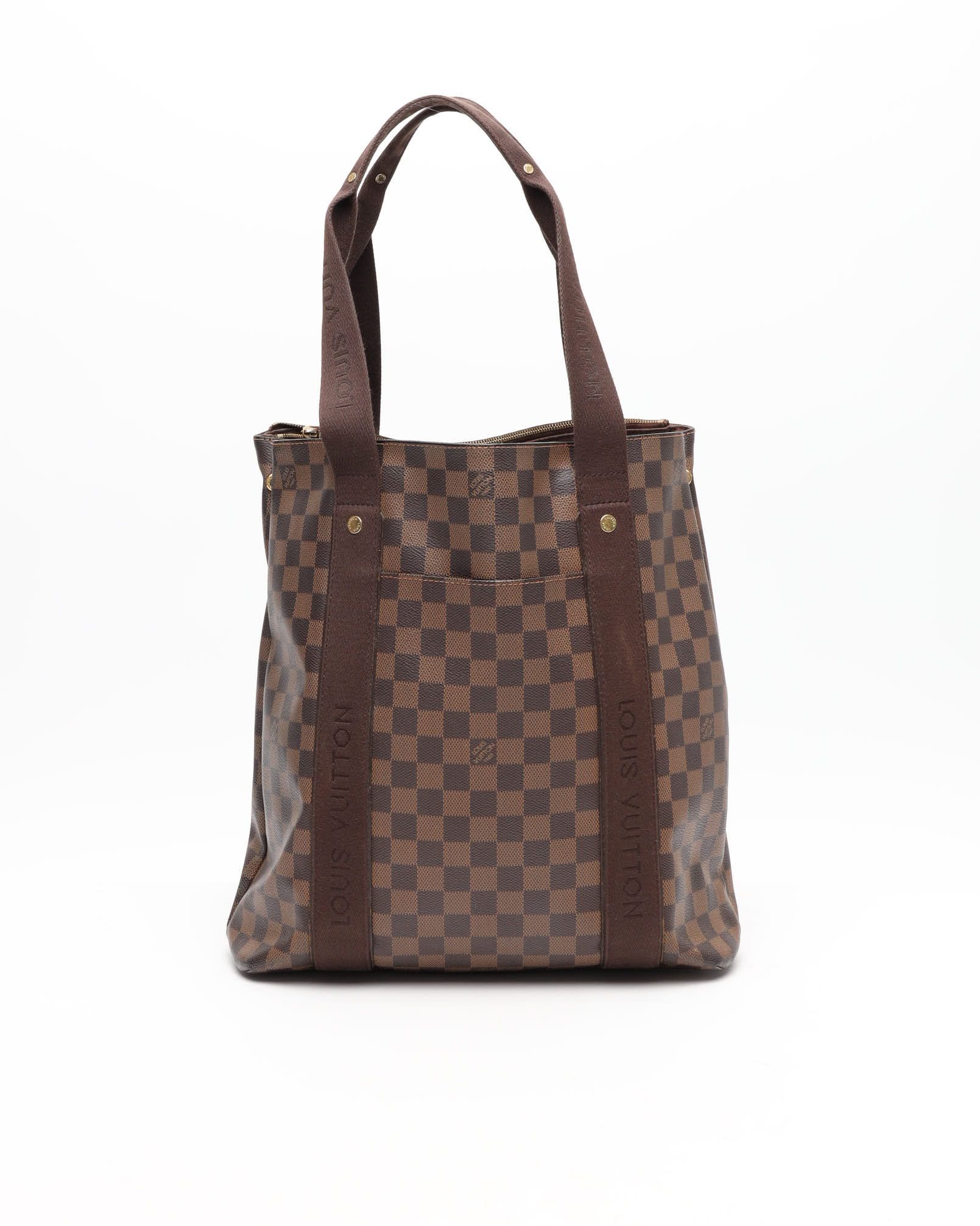 Pre-owned Louis Vuitton Damier Ebene Cabas Beaubourg Tote Bag In Brown