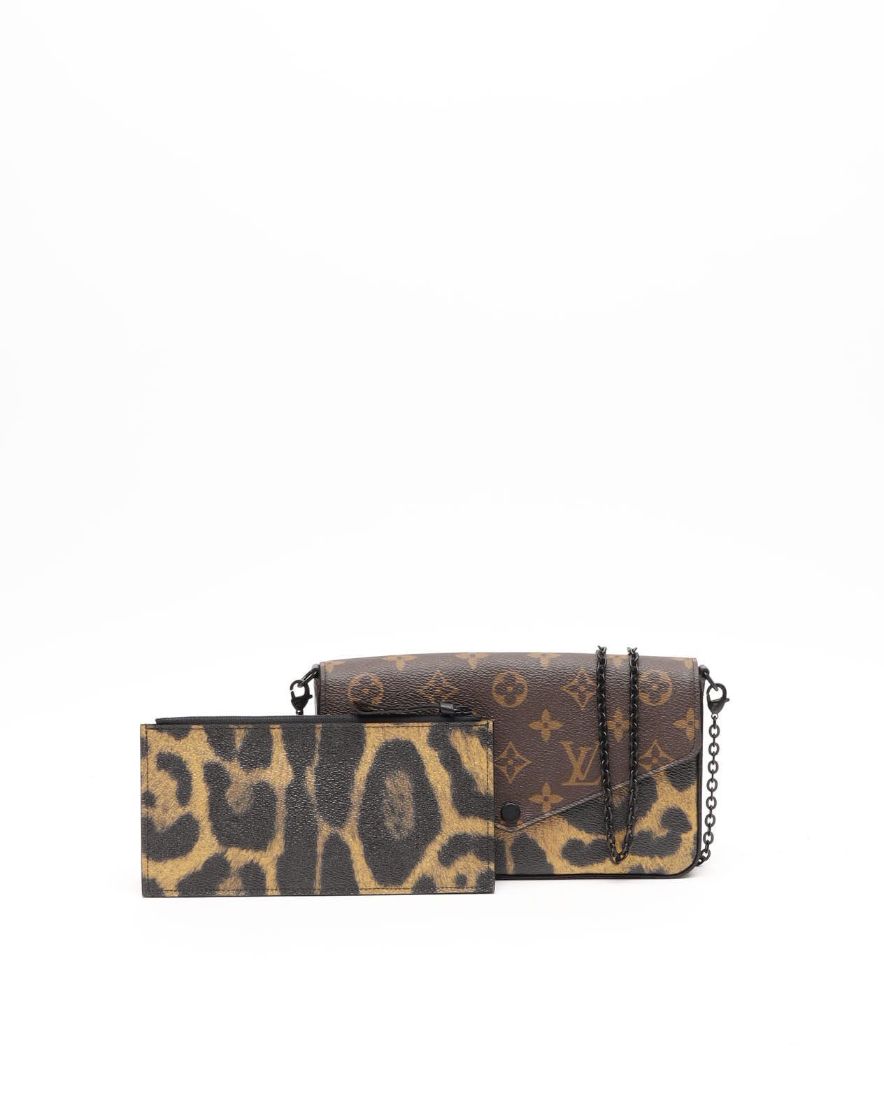 Pre-owned Louis Vuitton Félicie Monogram Léopard Pochette Bag In Multi
