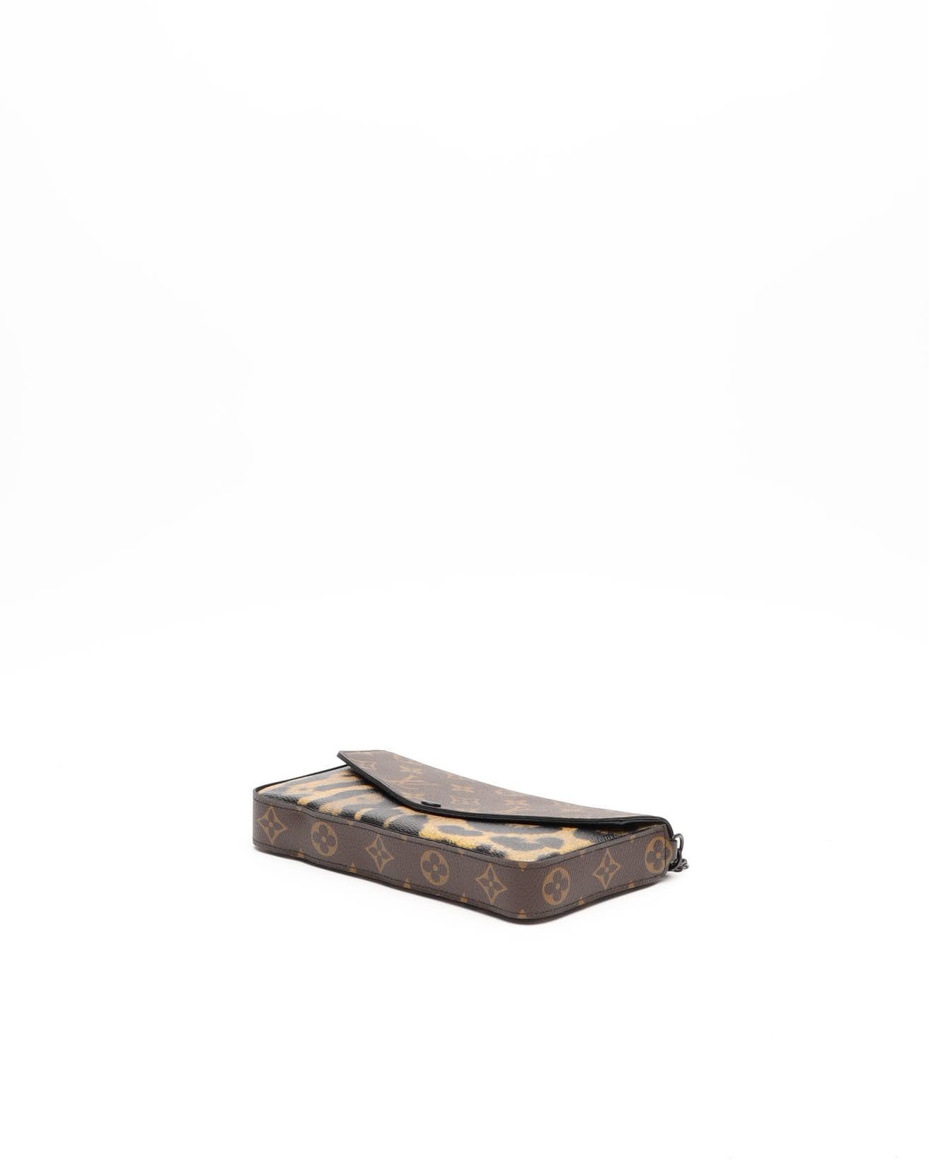 Pre-owned Louis Vuitton Félicie Monogram Léopard Pochette Bag In Multi