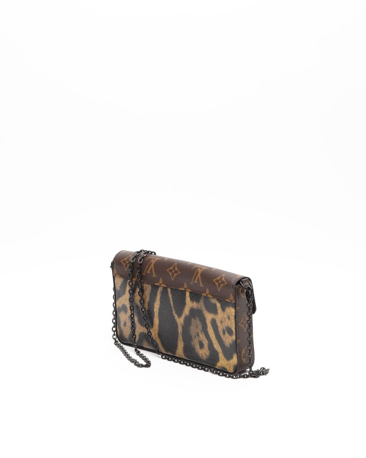 Pre-owned Louis Vuitton Félicie Monogram Léopard Pochette Bag In Multi
