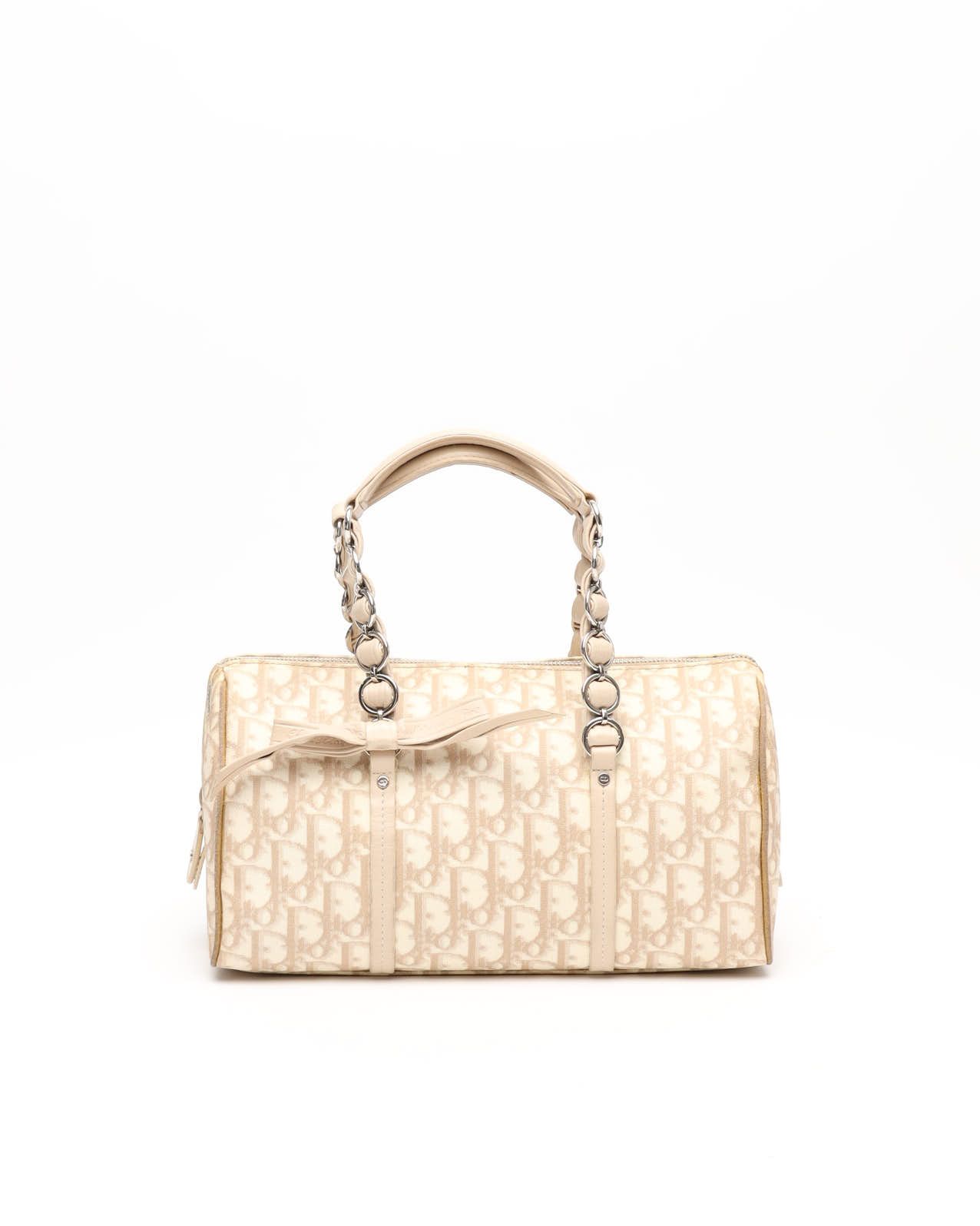Dior Christian  Monogram Romantique Trotter Bag In Sand