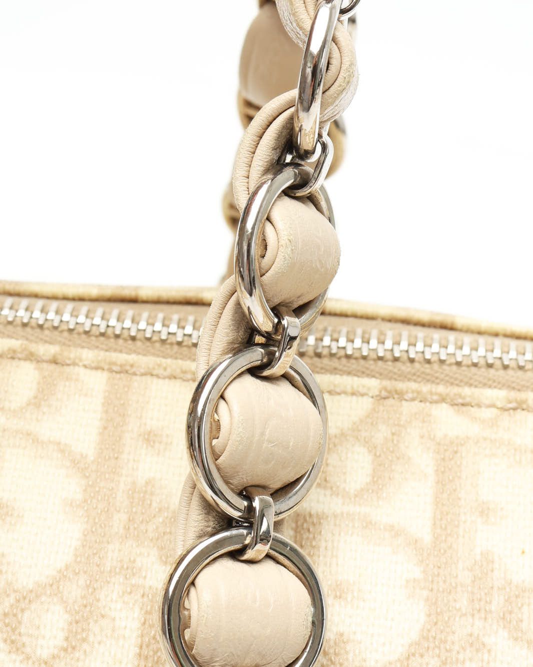 Dior Christian  Monogram Romantique Trotter Bag In Sand
