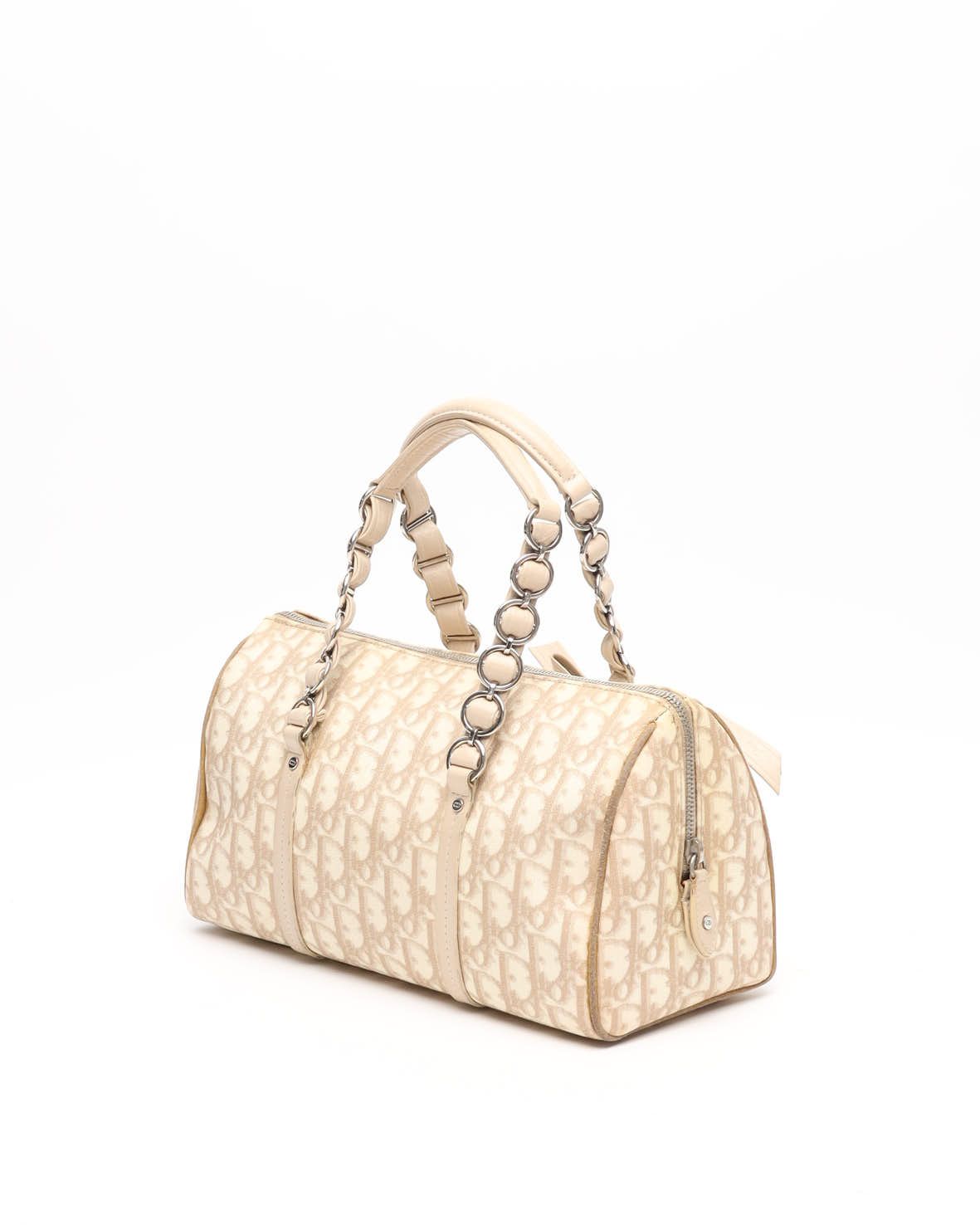 Dior Christian  Monogram Romantique Trotter Bag In Sand