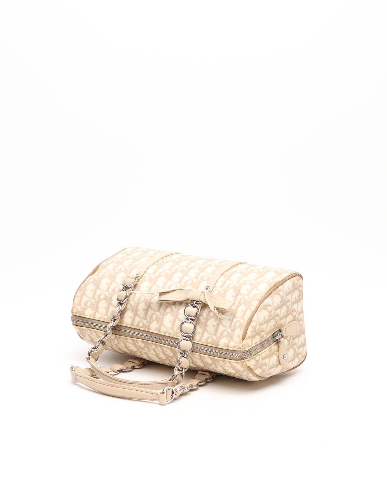 Dior Christian  Monogram Romantique Trotter Bag In Sand