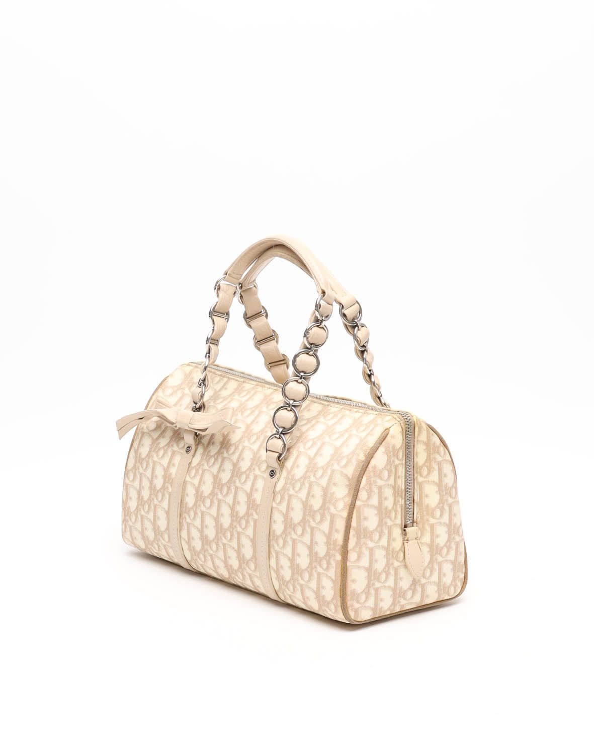 Dior Christian  Monogram Romantique Trotter Bag In Sand