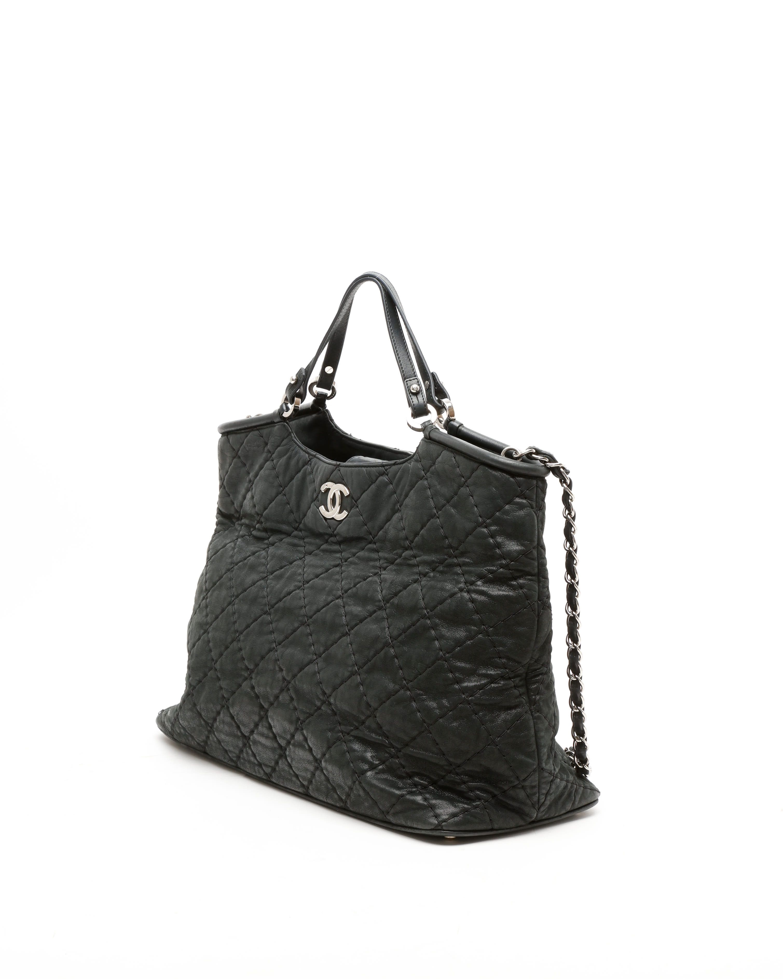 Pre-owned Chanel Outdoor Ligne Wild Stitch Tote Bag In Black