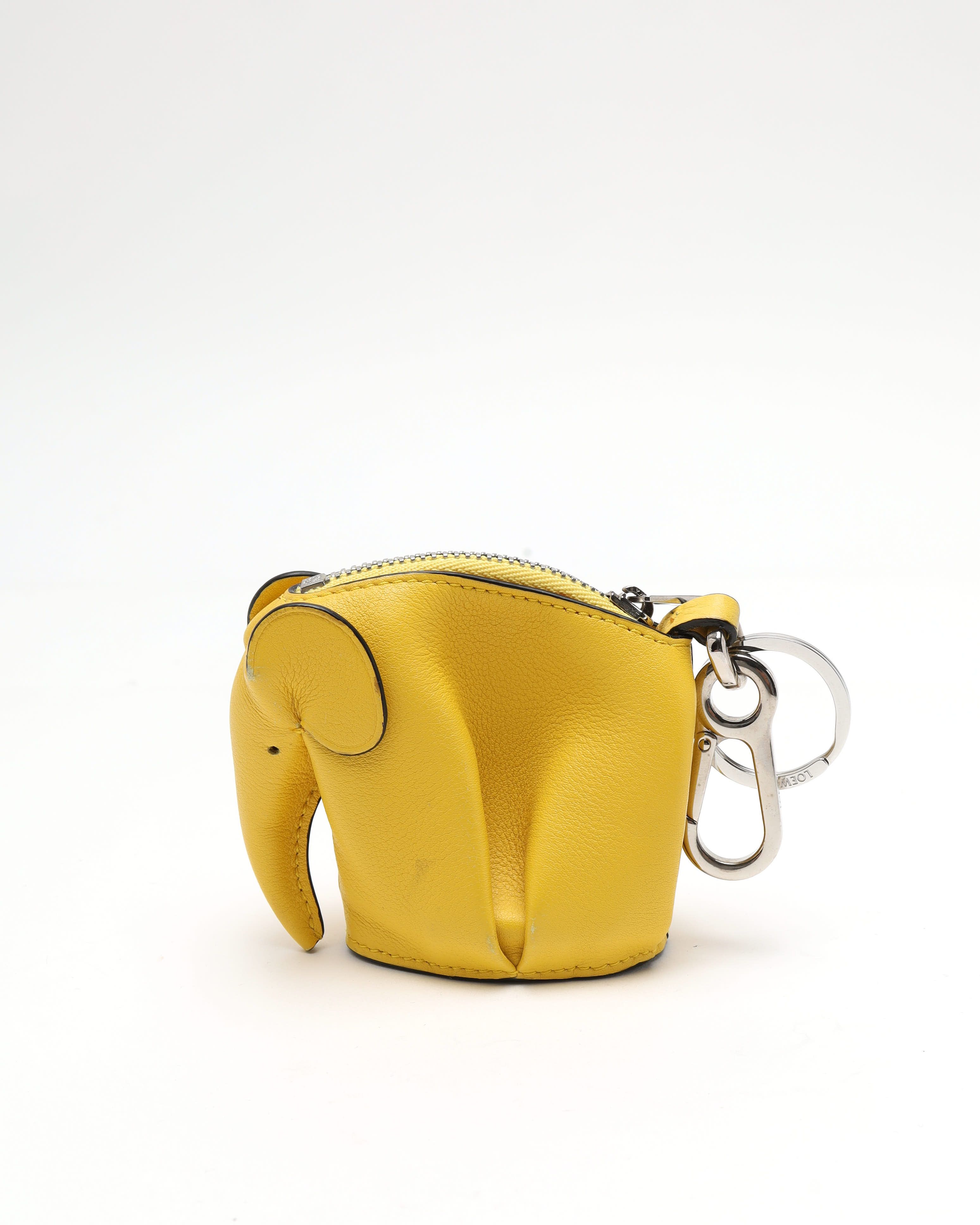 Loewe Elephant Charm In Calfskin In Yellow