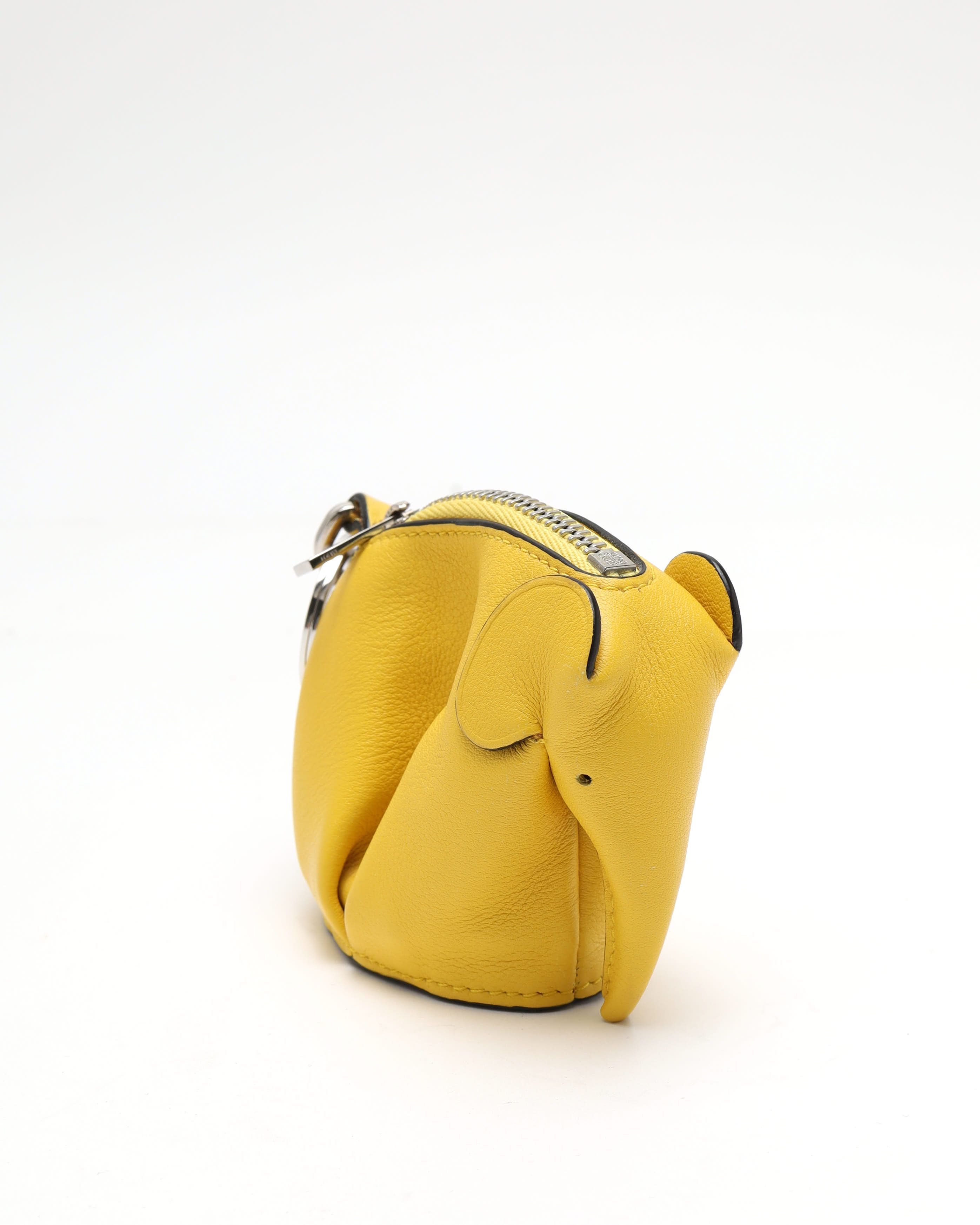 Loewe Elephant Charm In Calfskin In Yellow