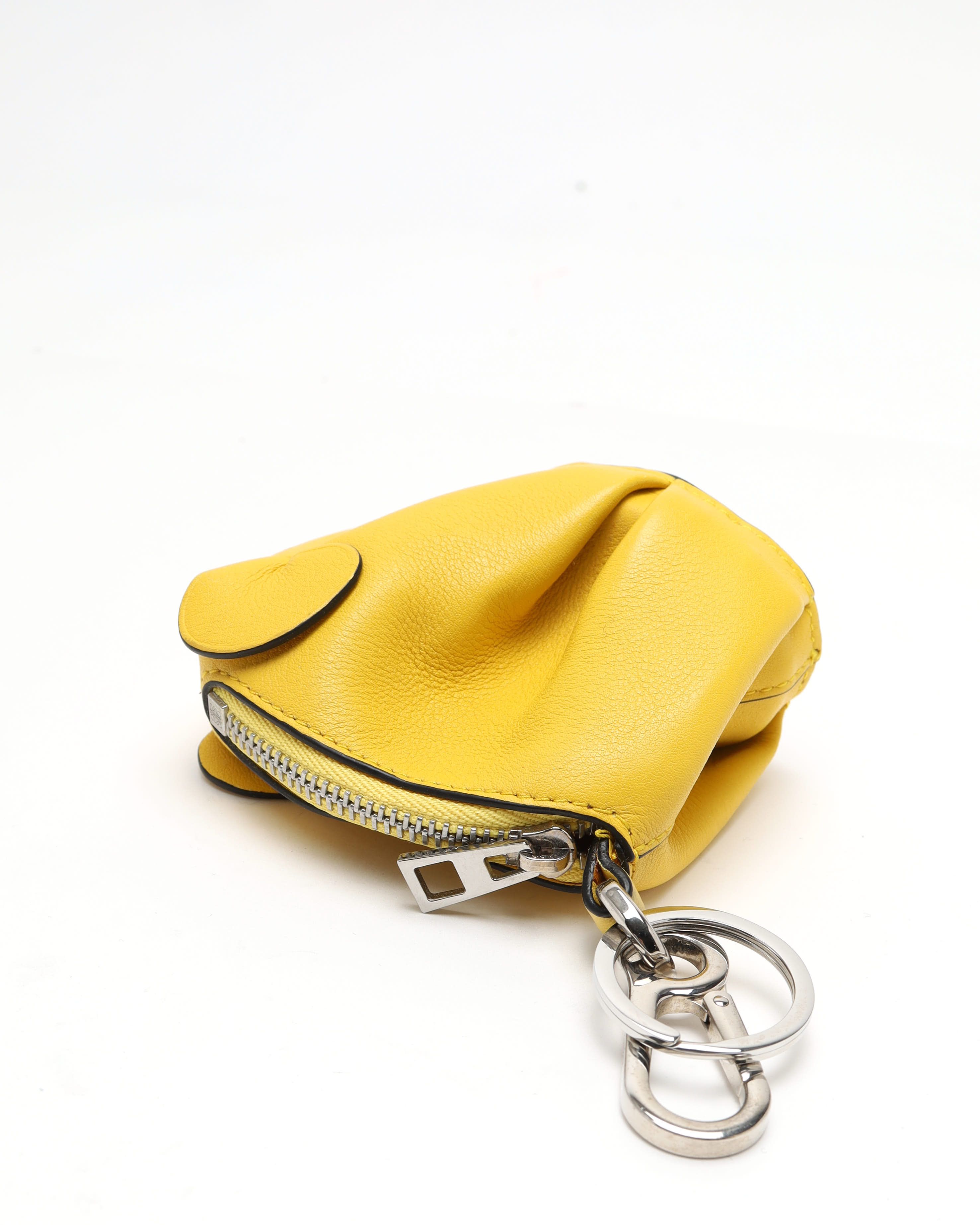 Loewe Elephant Charm In Calfskin In Yellow