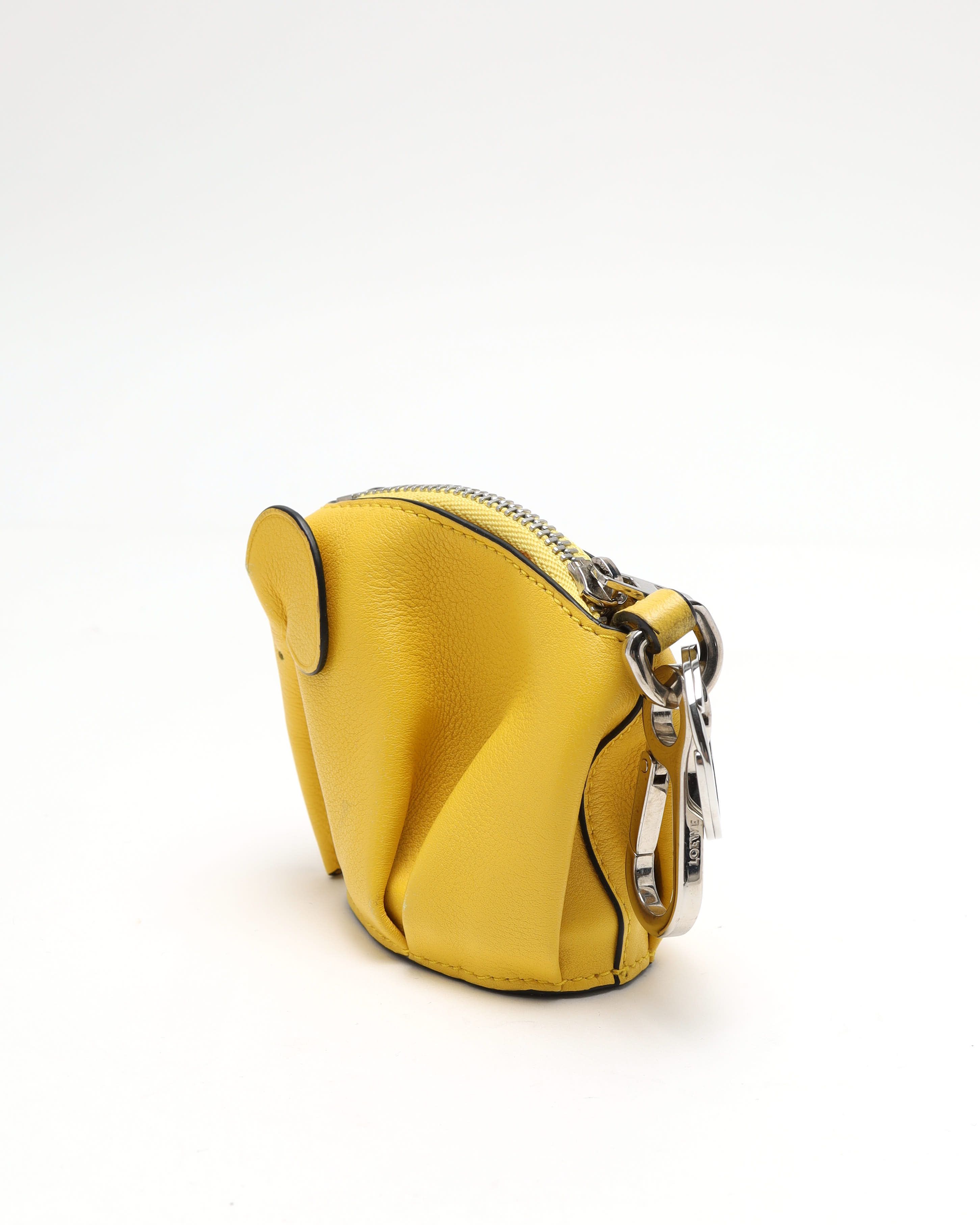 Loewe Elephant Charm In Calfskin In Yellow