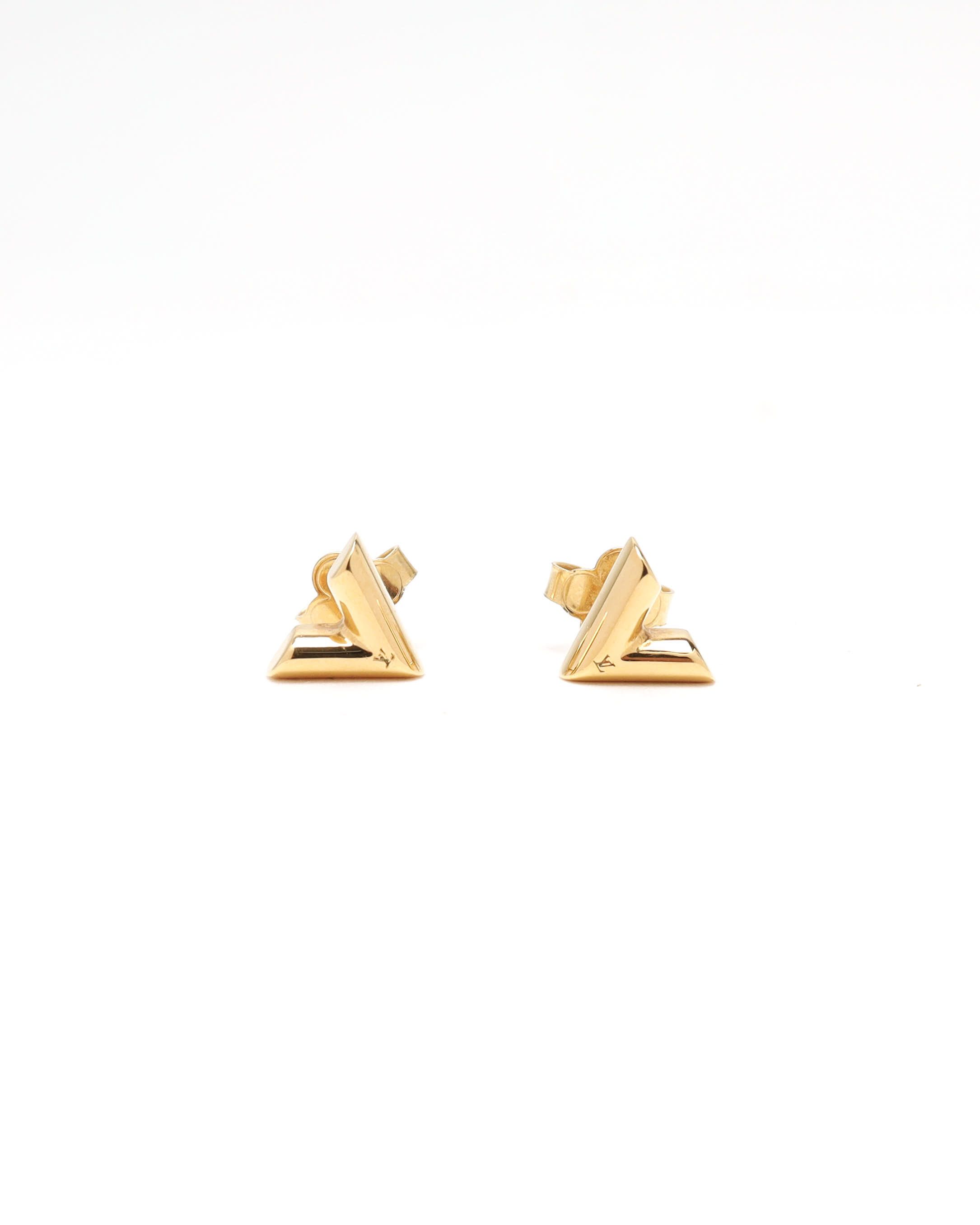 Pre-owned Louis Vuitton Essential V Stud Earrings In Gold