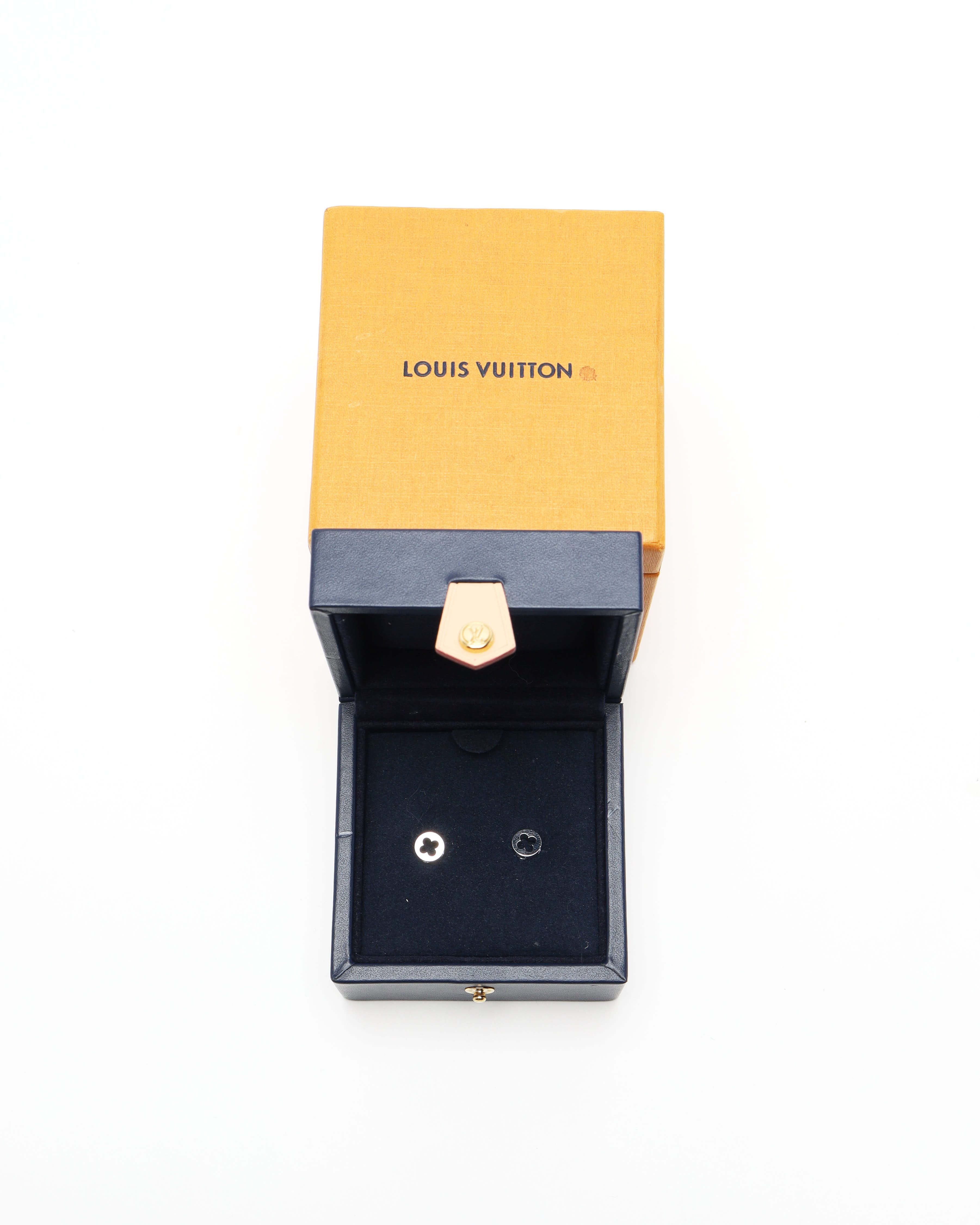 Pre-owned Louis Vuitton Empreinte Ear Studs, 18kt White Gold In Silver
