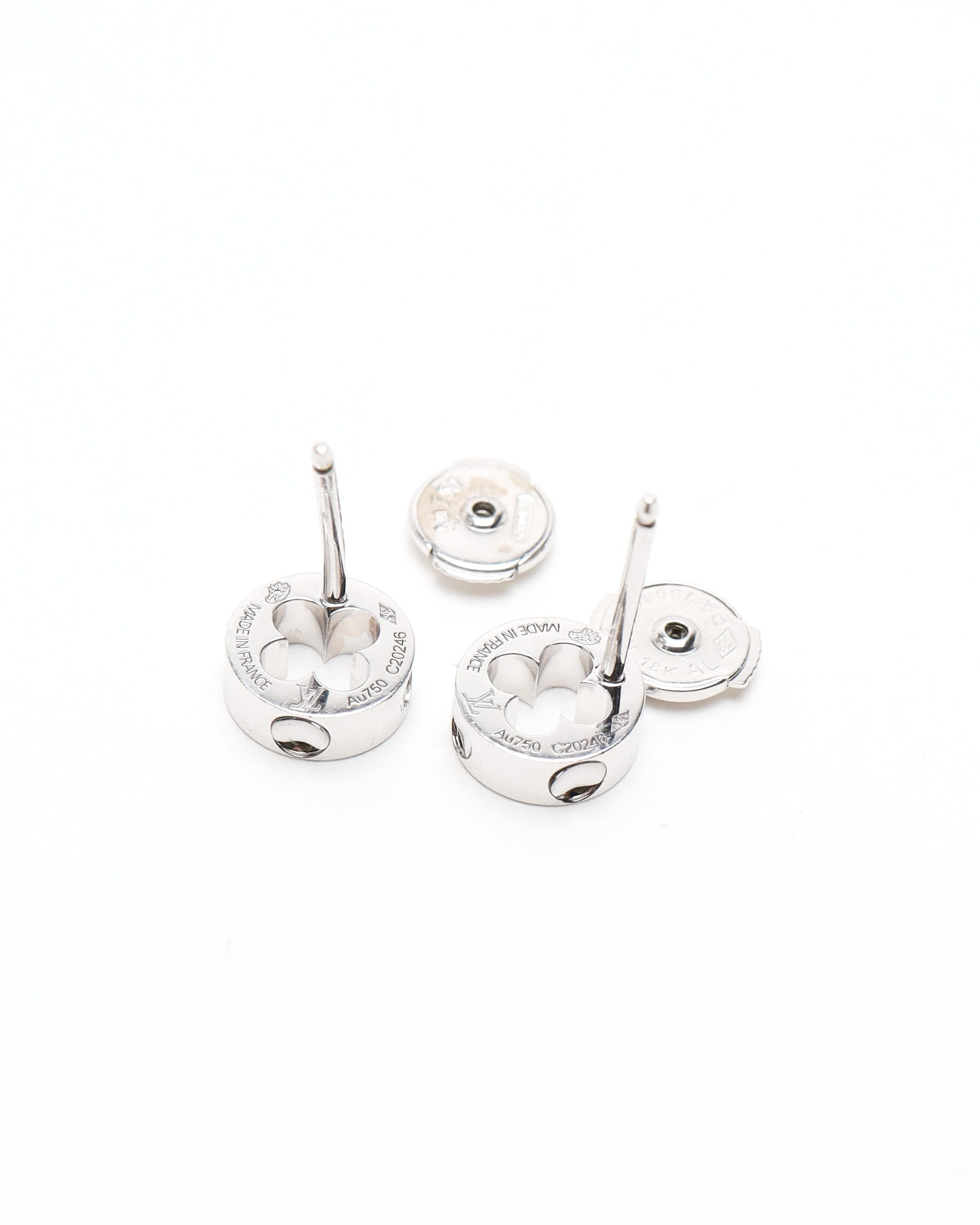 Pre-owned Louis Vuitton Empreinte Ear Studs, 18kt White Gold In Silver