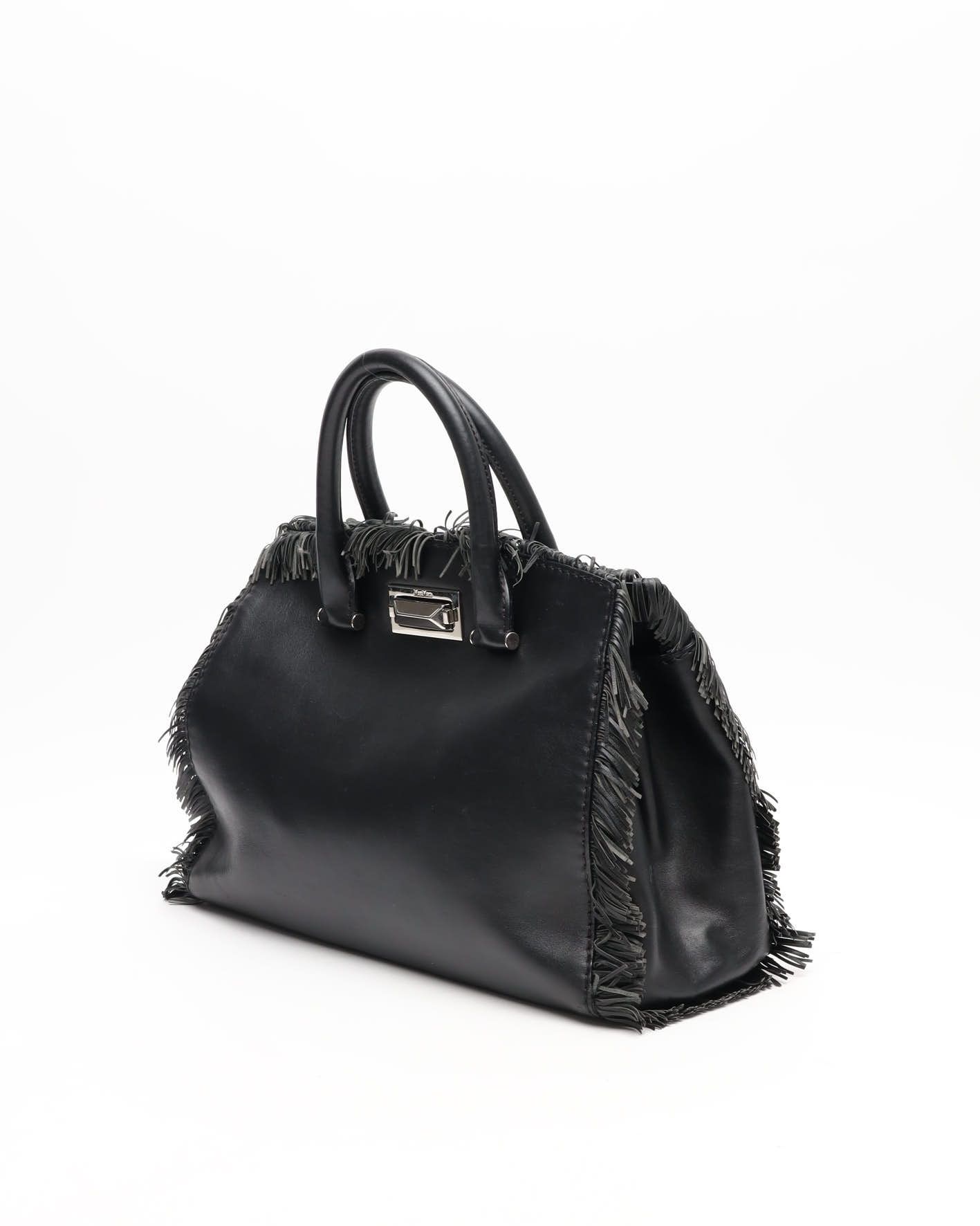 Max Mara Fringe Handbag In Black