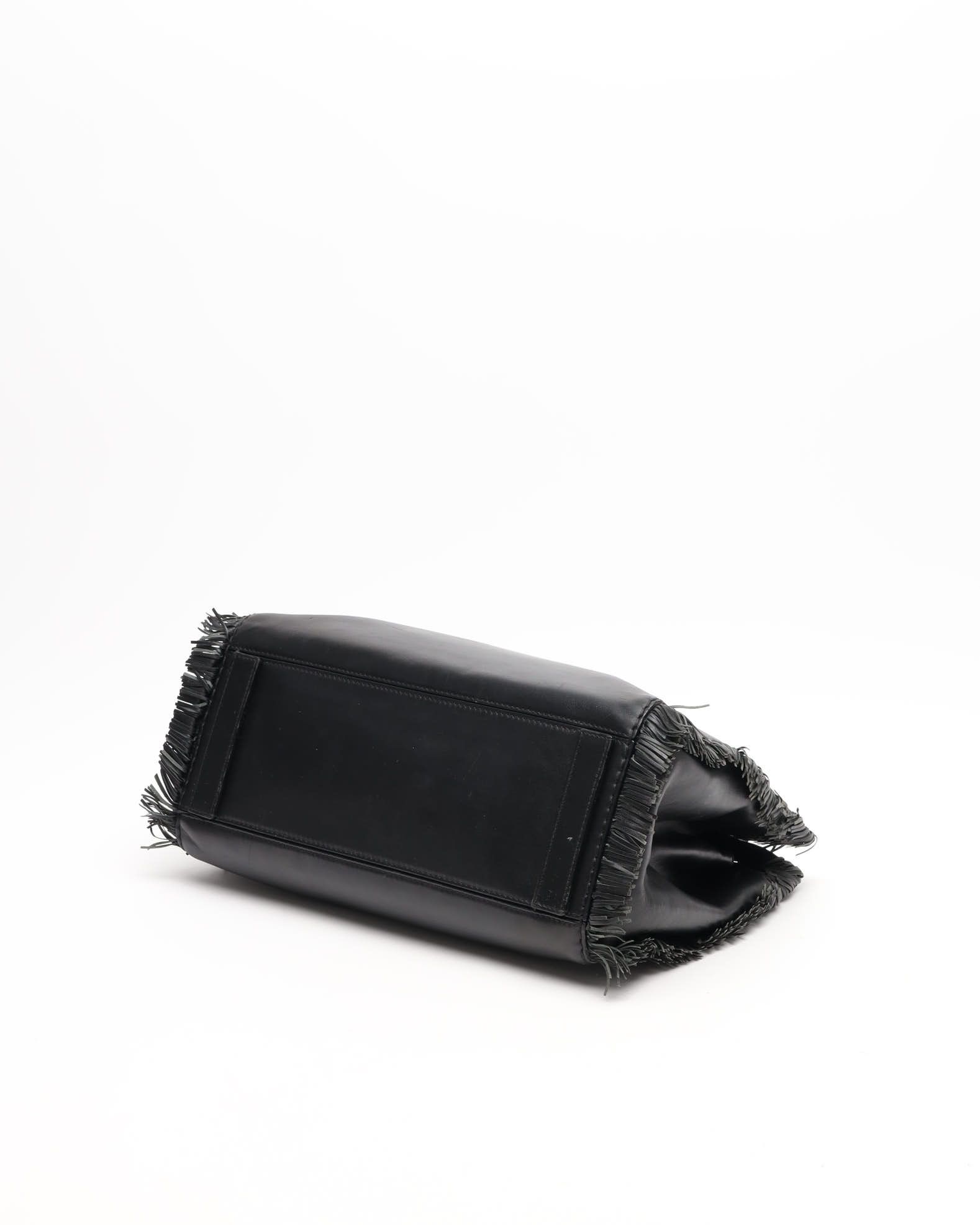 Max Mara Fringe Handbag In Black