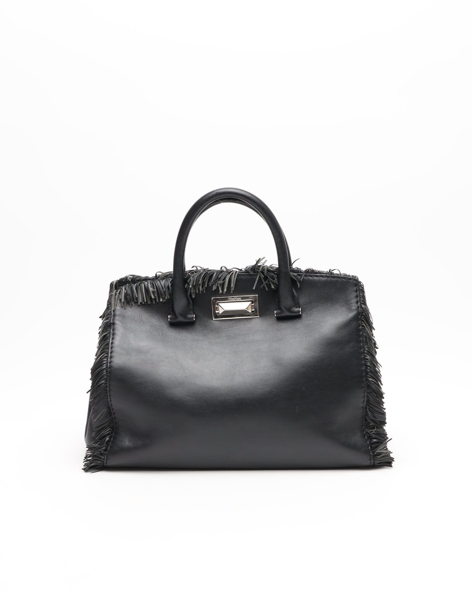 Max Mara Fringe Handbag In Black