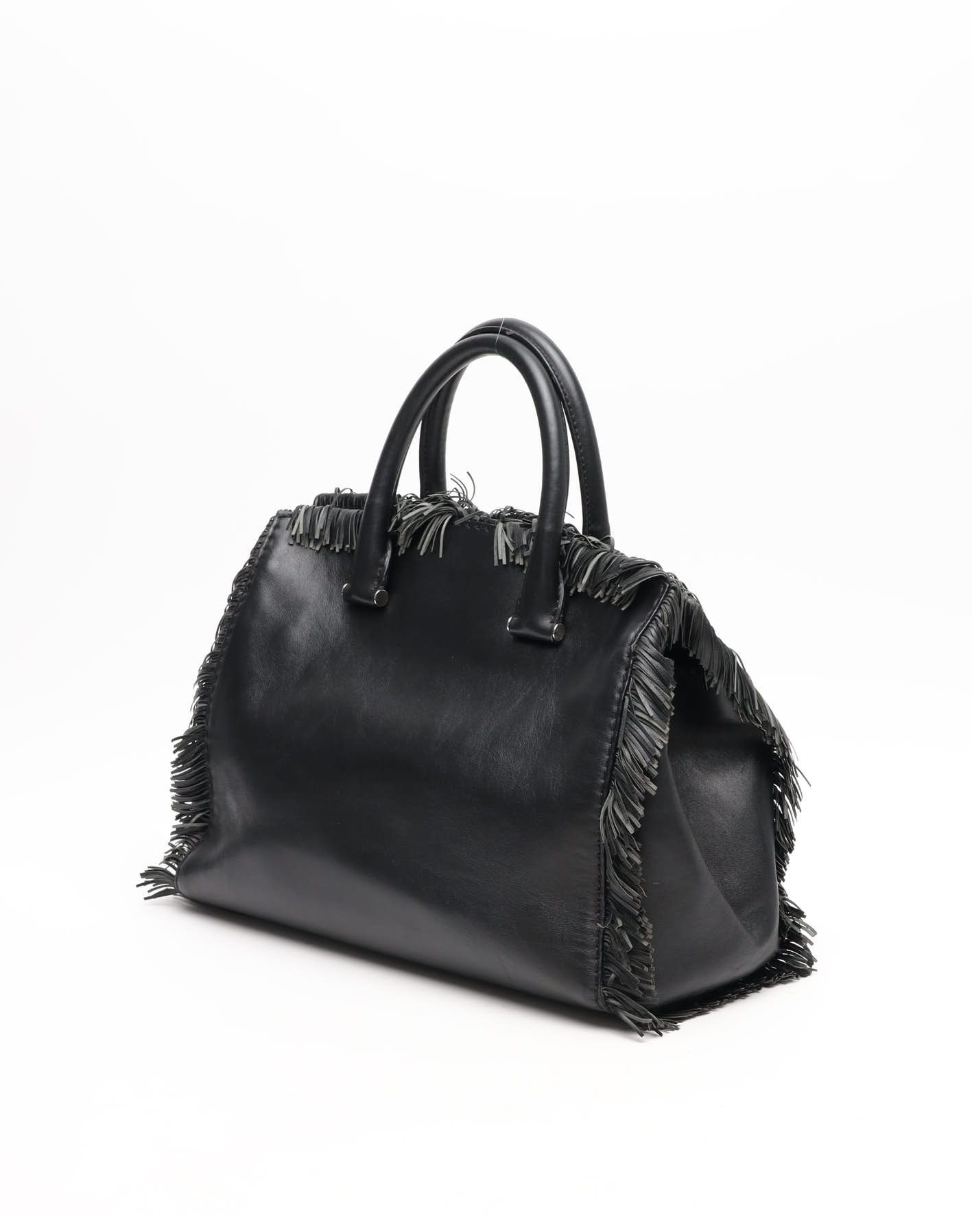 Max Mara Fringe Handbag In Black