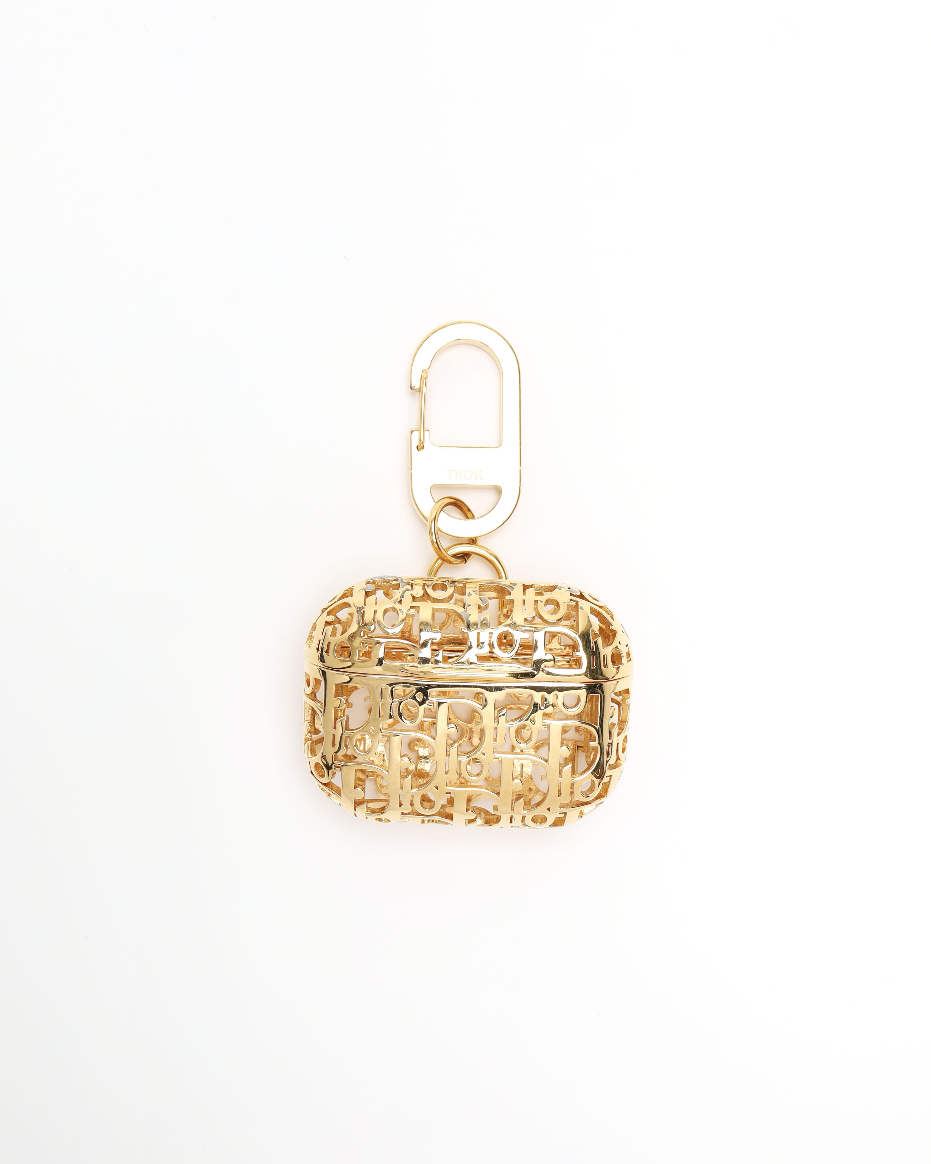 Dior Christian  Oblique Earphone Airpods Pro Case In Gold