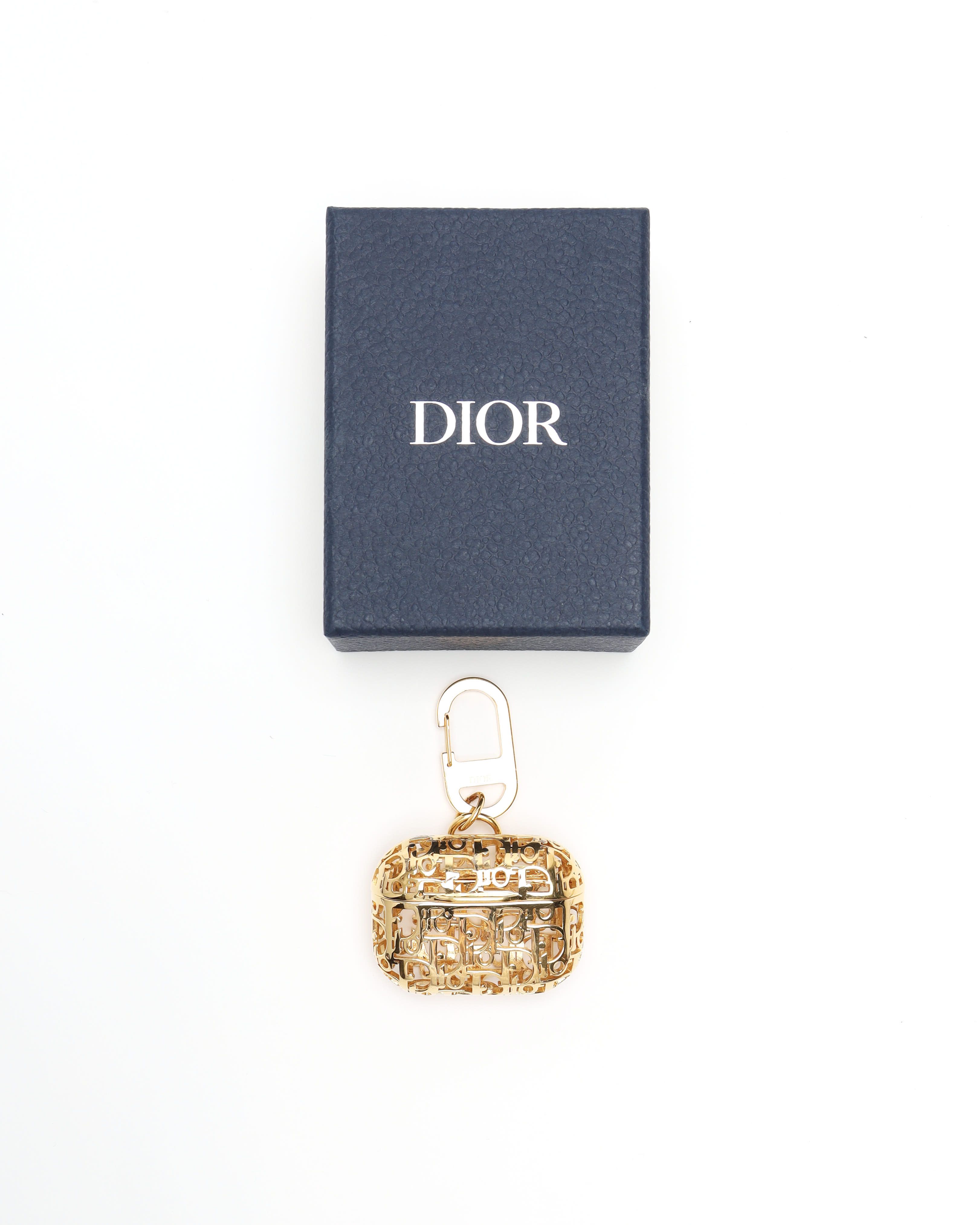 Dior Christian  Oblique Earphone Airpods Pro Case In Gold