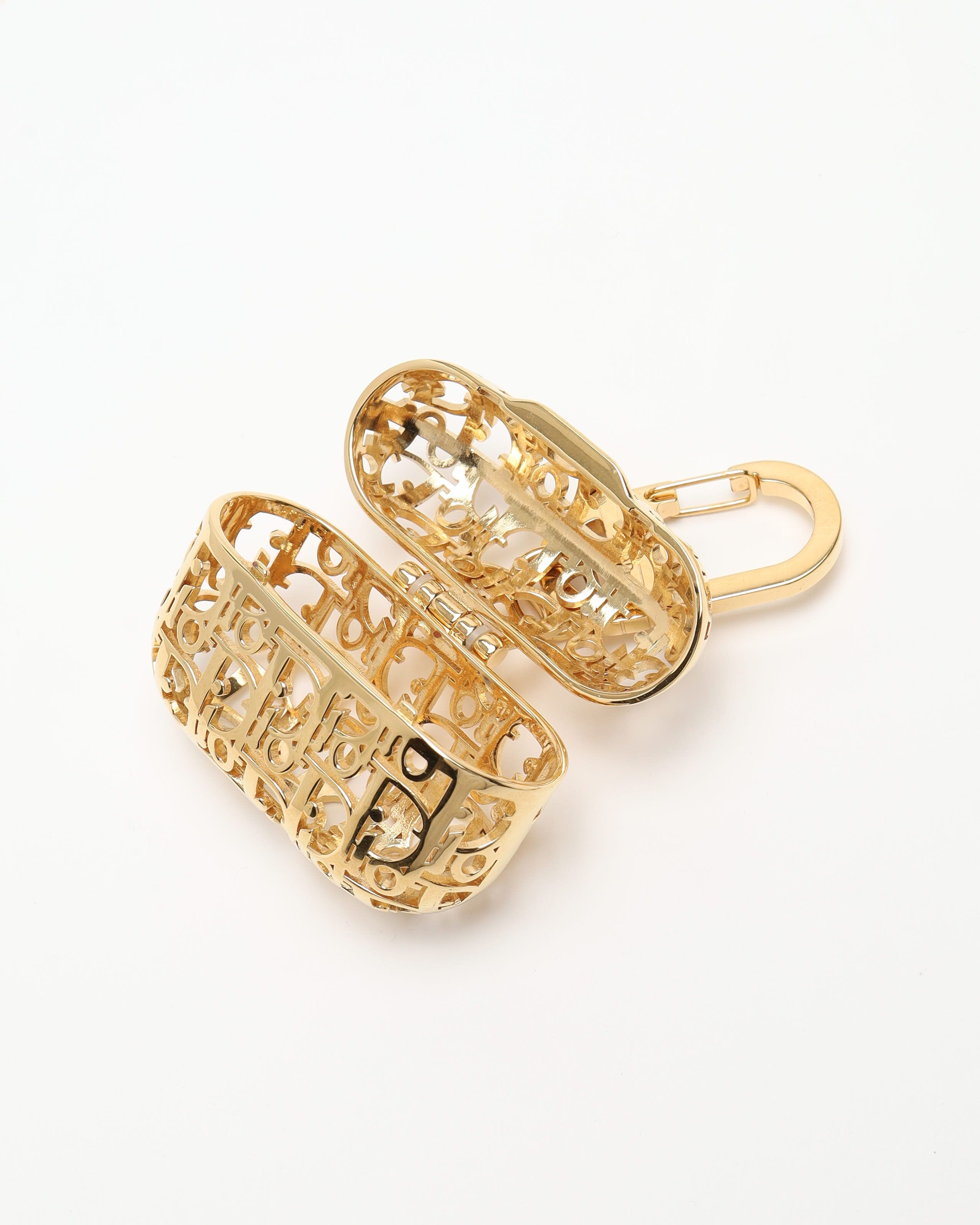 Dior Christian  Oblique Earphone Airpods Pro Case In Gold