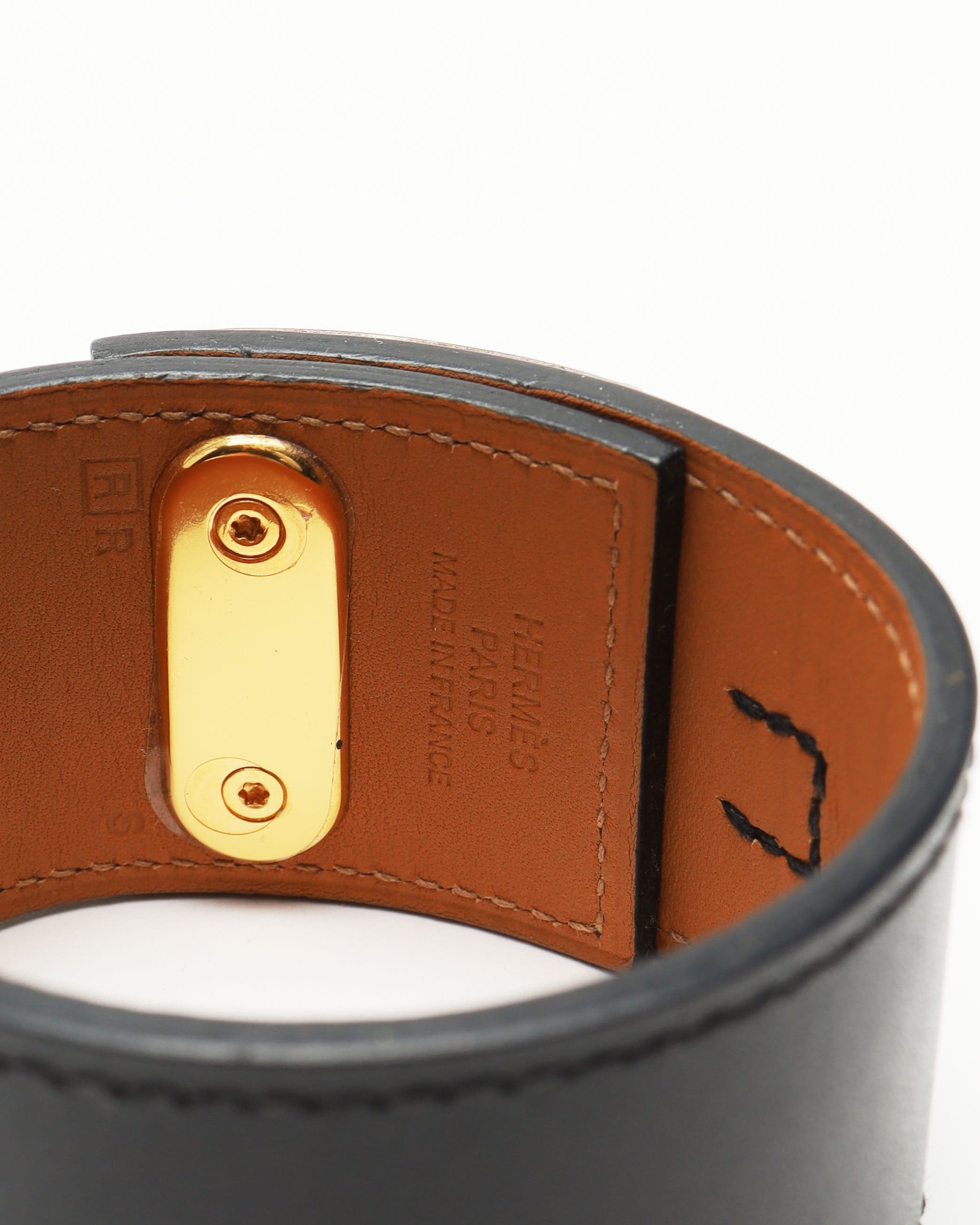 Pre-owned Hermes Hermès Kelly Leather Bracelet In Black