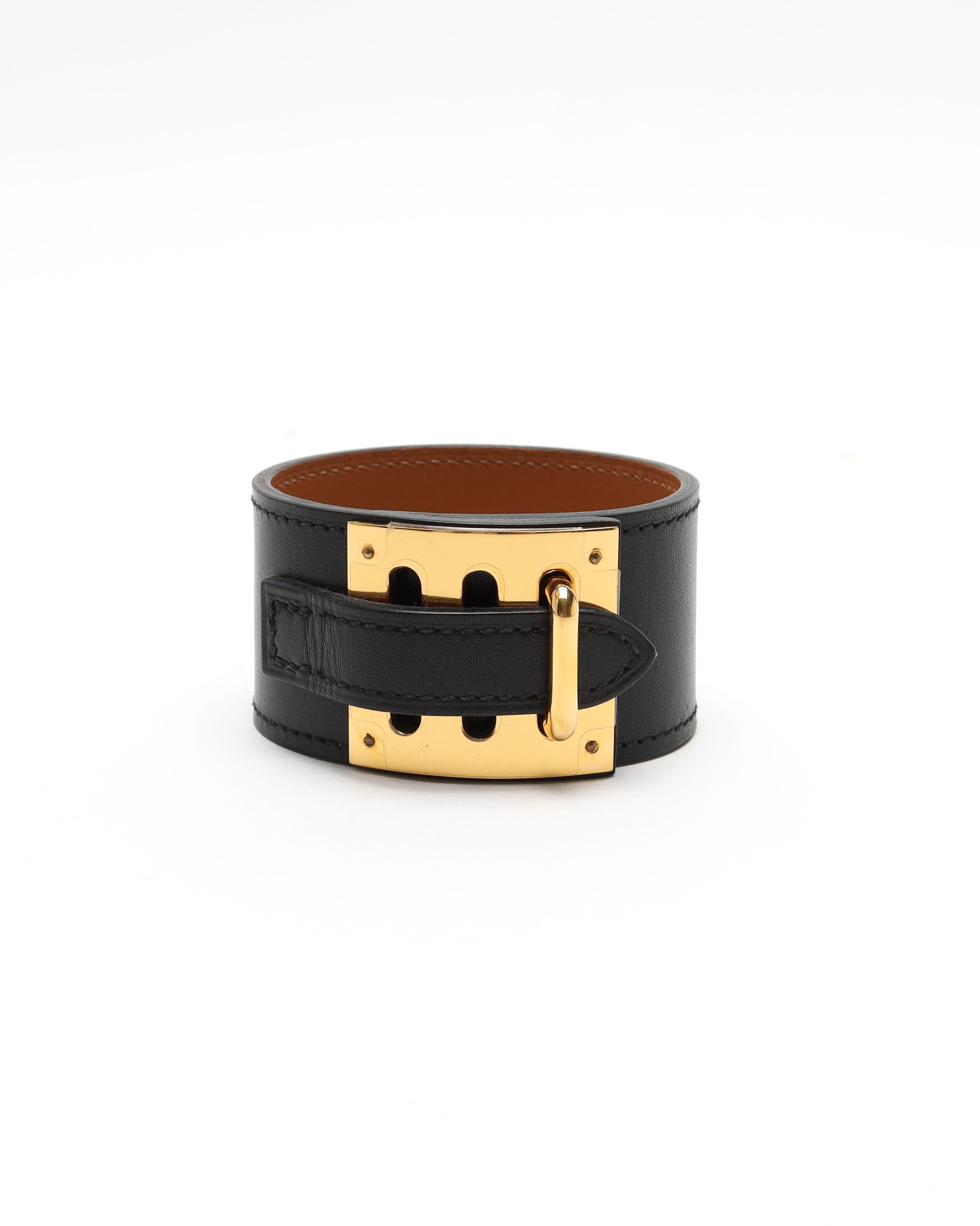 Pre-owned Hermes Hermès Kelly Leather Bracelet In Black