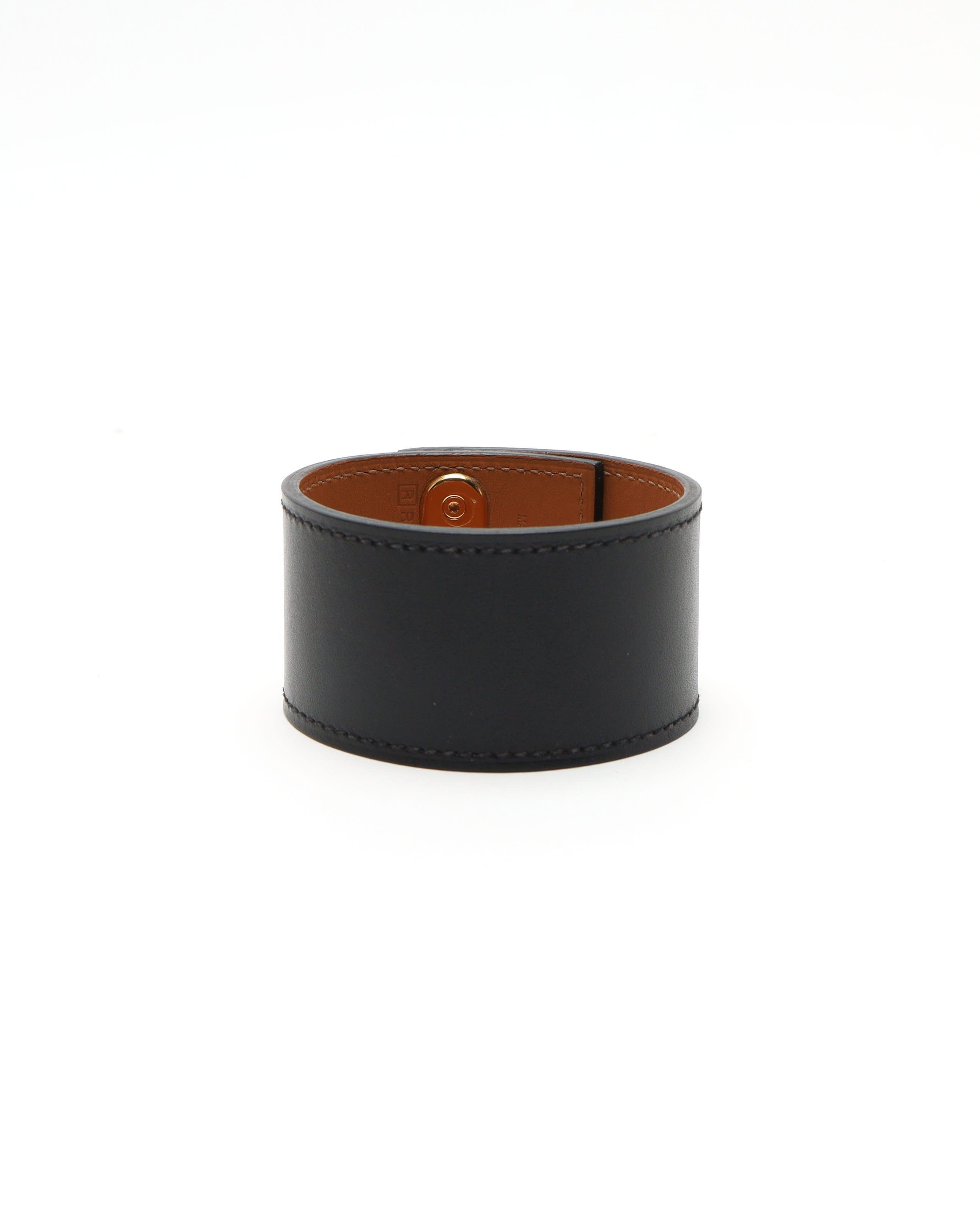 Pre-owned Hermes Hermès Kelly Leather Bracelet In Black