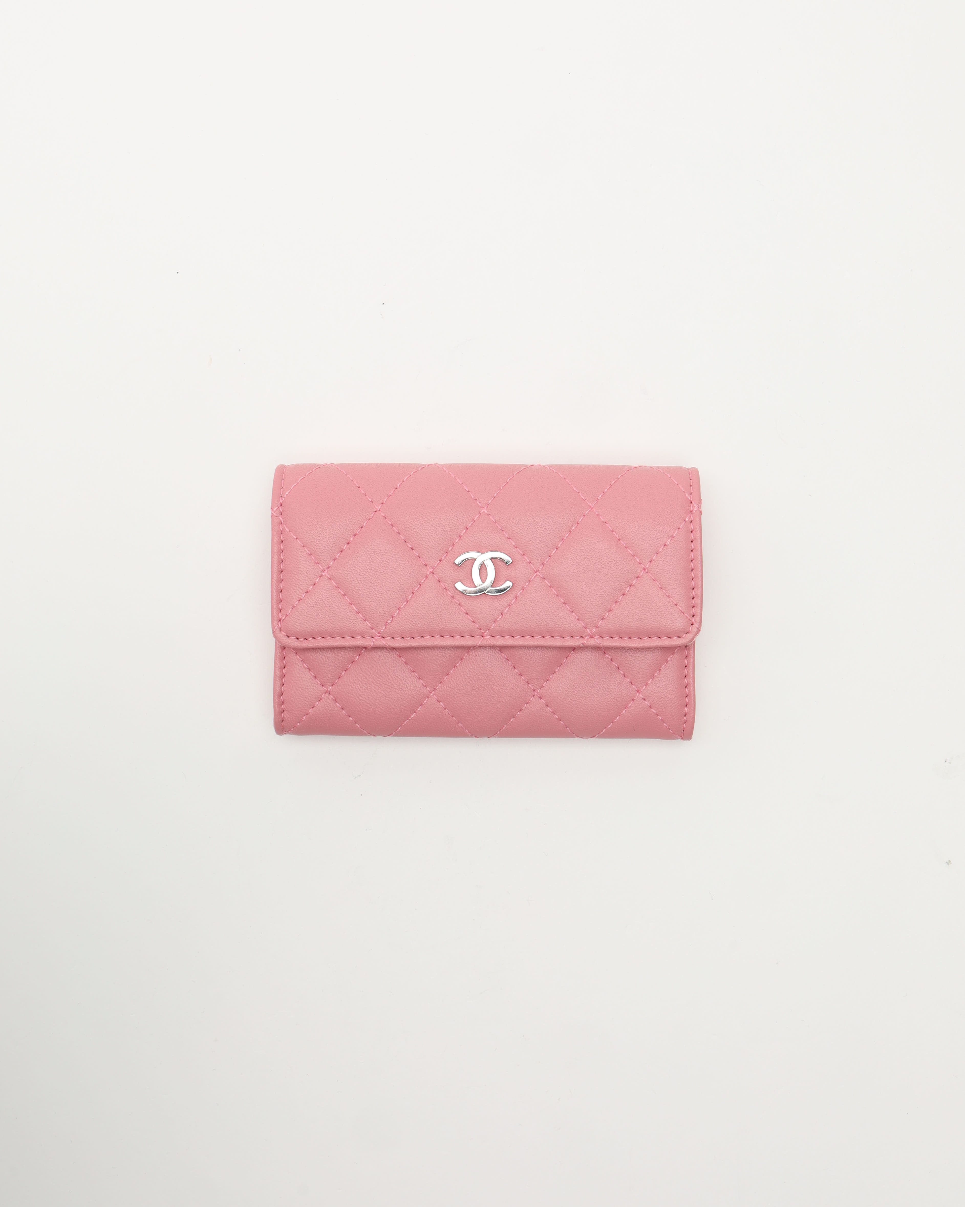 Pre-owned Chanel Classic Flap Card Holder In Pink