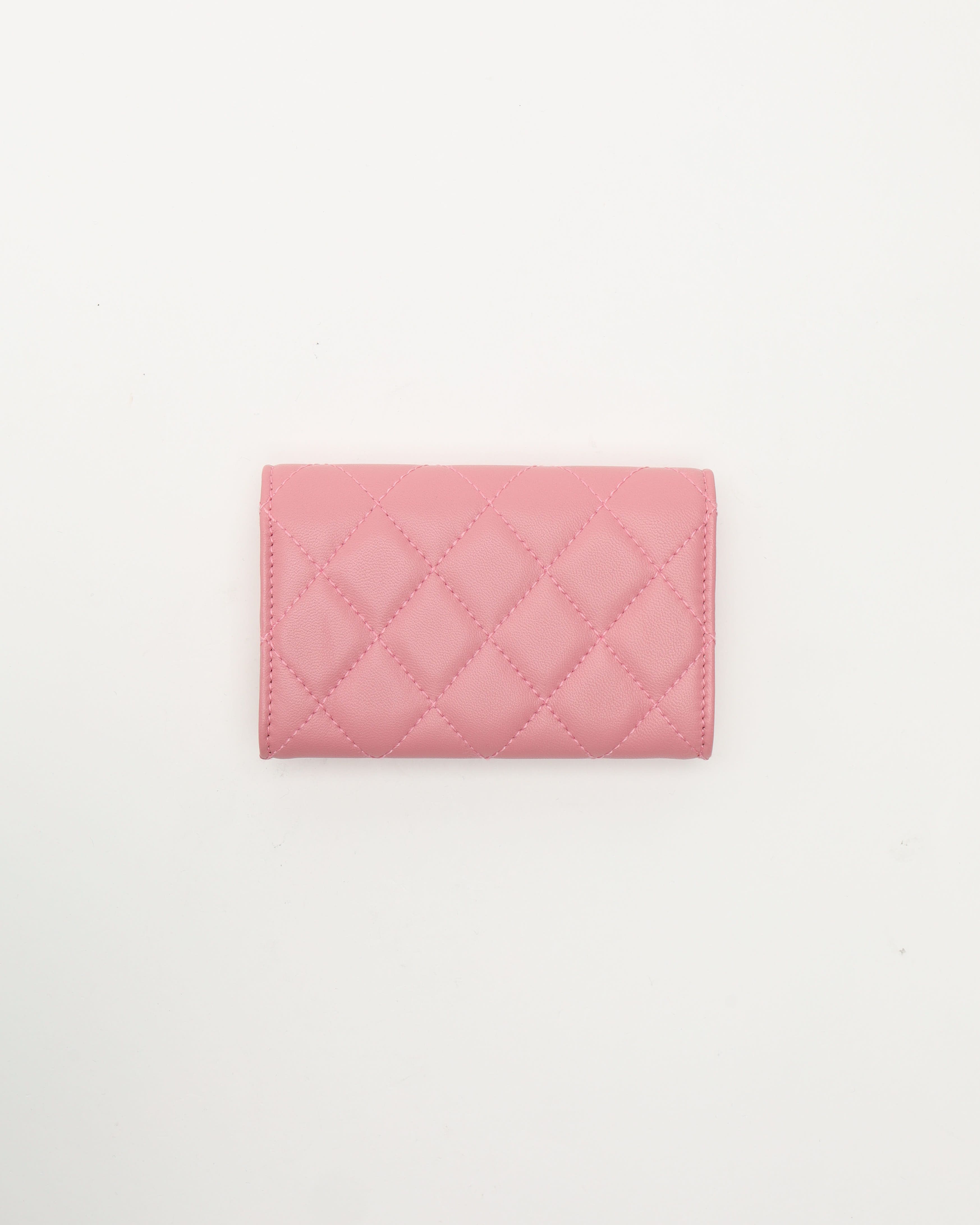 Pre-owned Chanel Classic Flap Card Holder In Pink