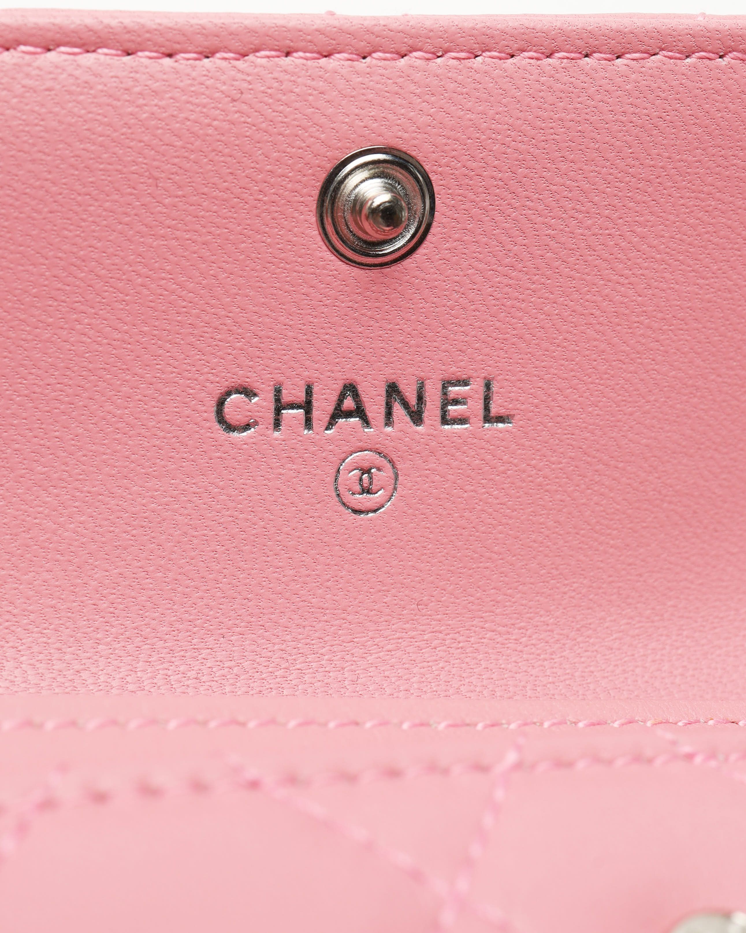 Pre-owned Chanel Classic Flap Card Holder In Pink