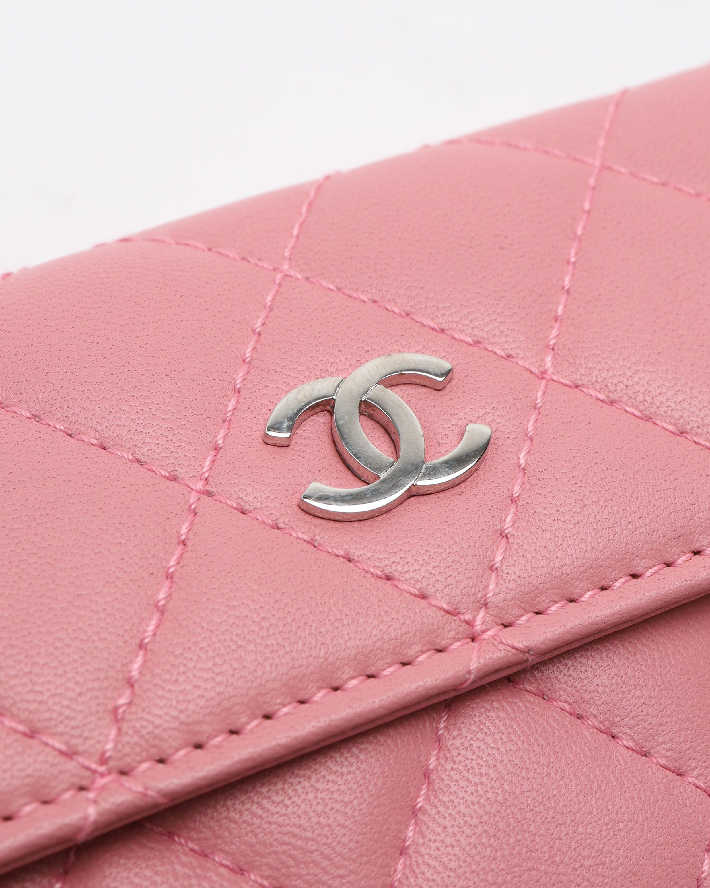 Pre-owned Chanel Classic Flap Card Holder In Pink